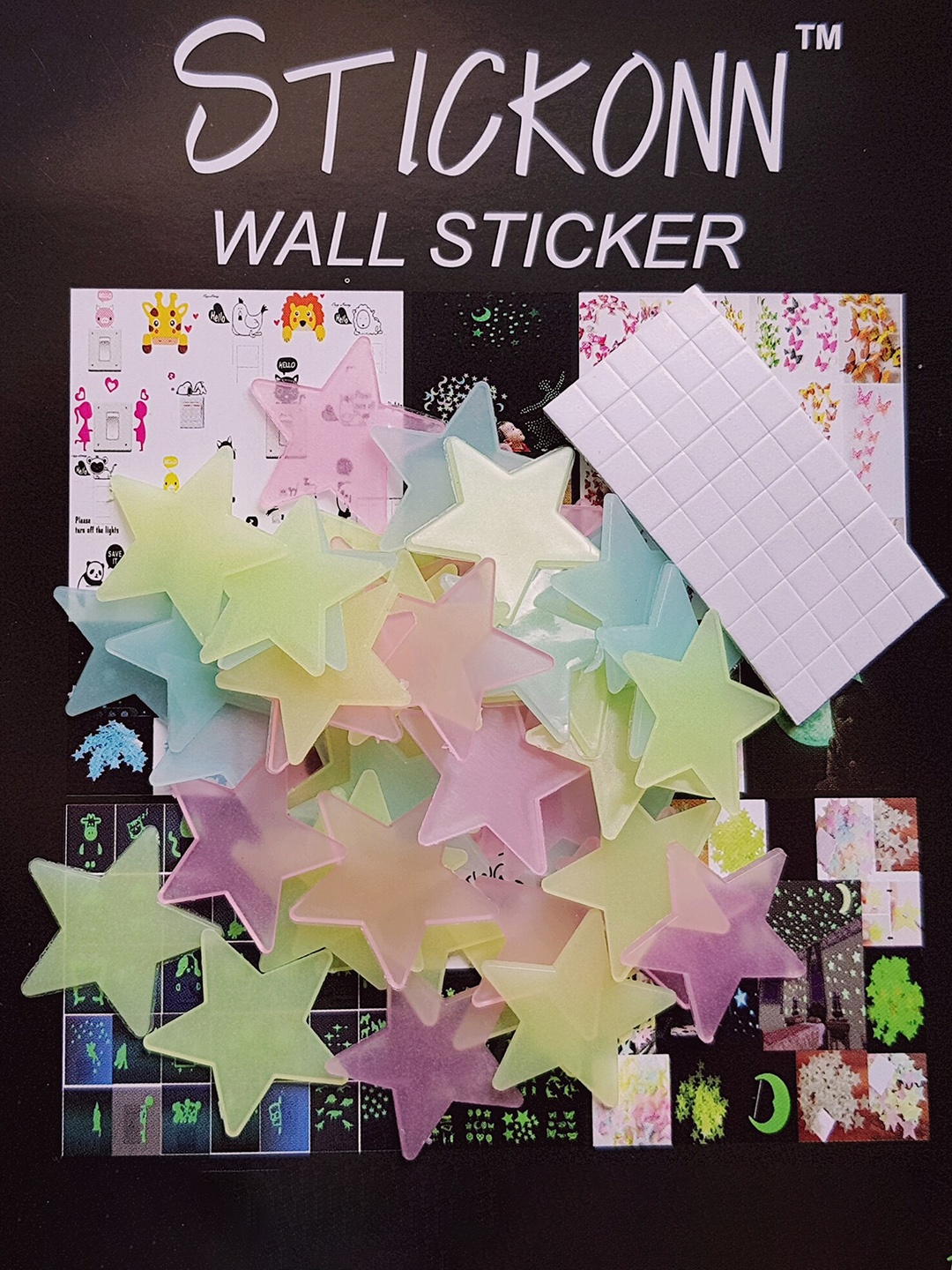 

JENNA 50 Pieces Fluorescent Glow in The Dark Star Wall Stickers, Fluorescent green