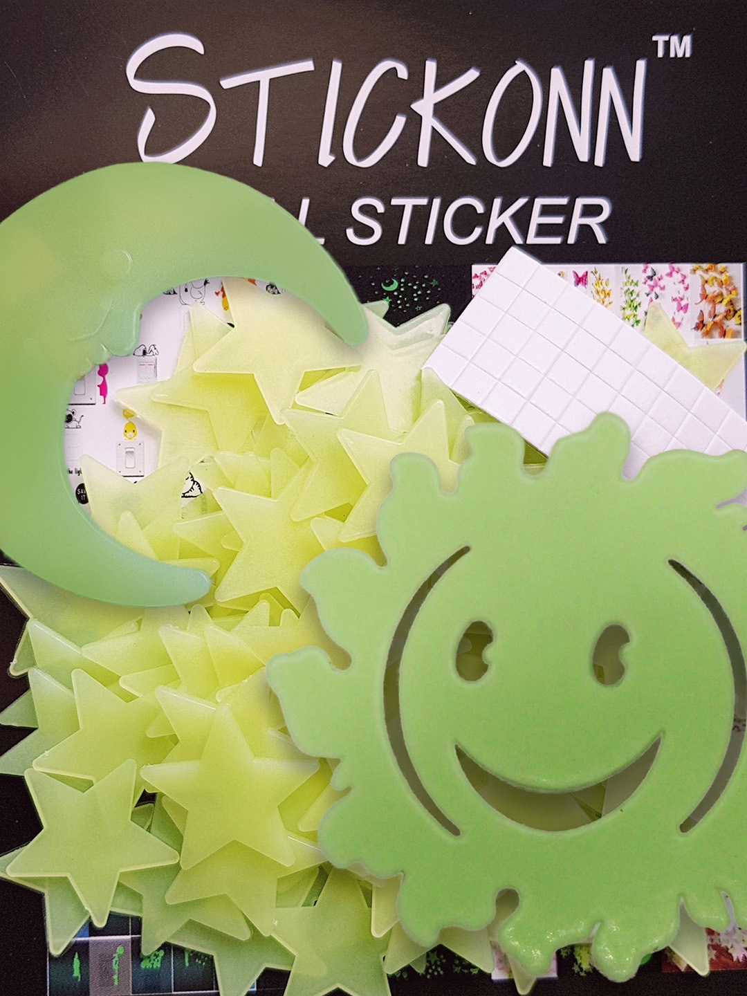 

JENNA 75 Pieces Fluorescent Glow in The Dark Star Wall Stickers, Fluorescent green