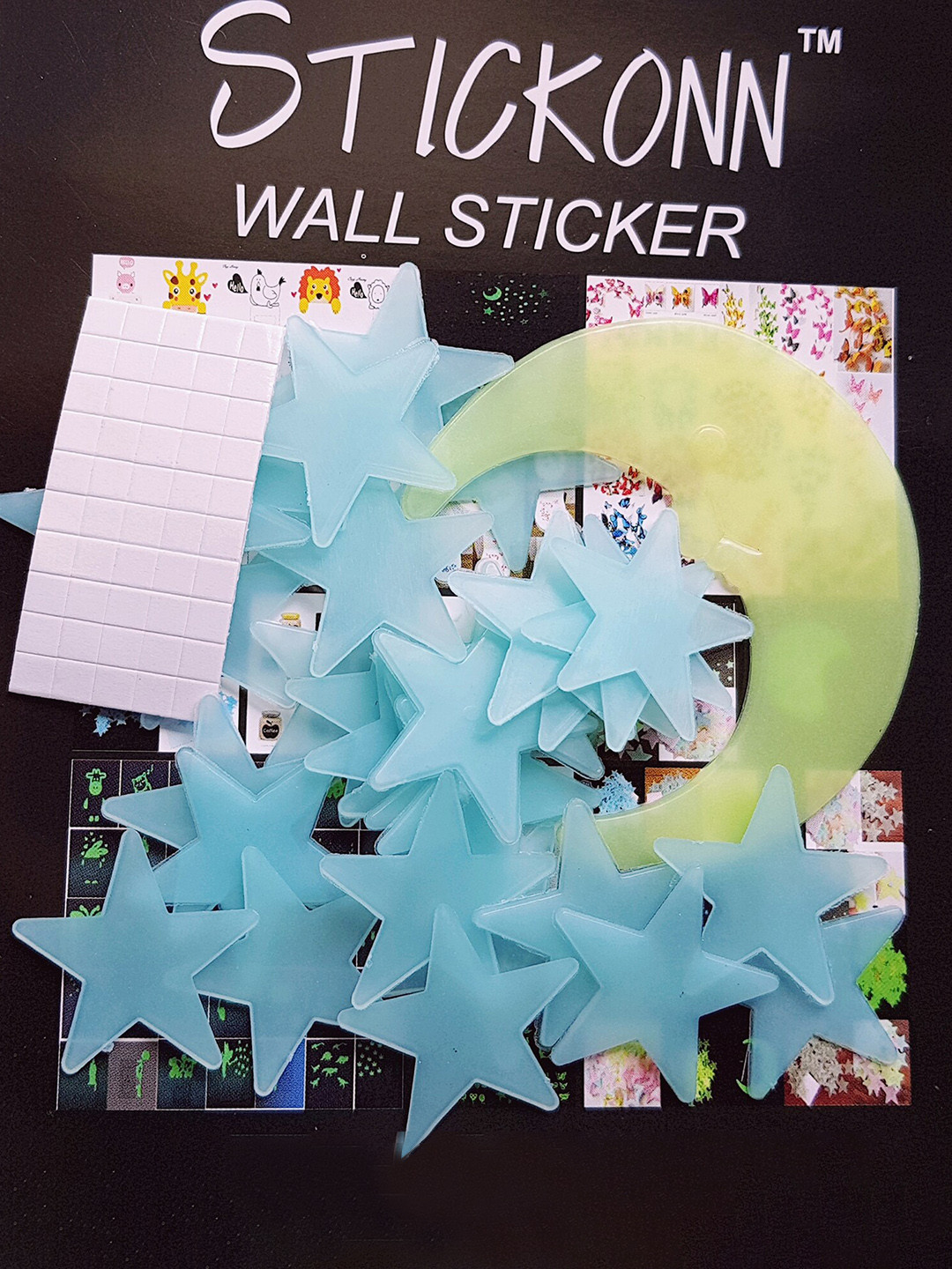 

JENNA Blue & Green 31 Pieces Fluorescent Glow in The Dark Star Wall Stickers