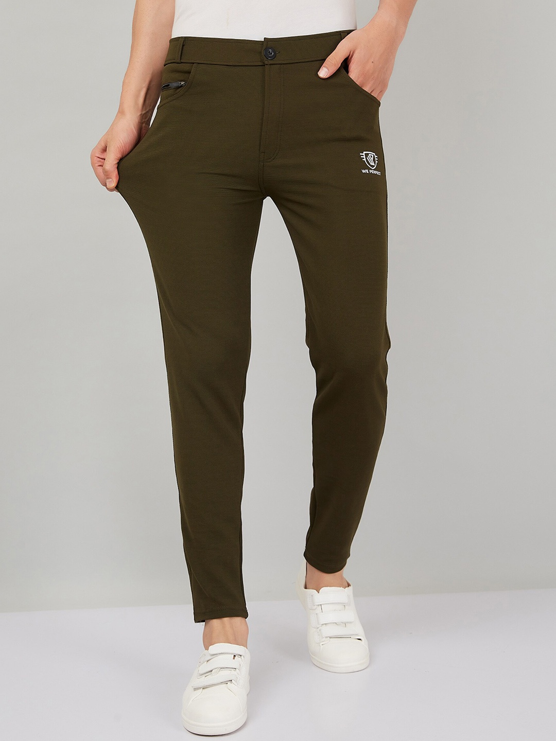 

WE PERFECT Men Smart Slim Fit Mid-Rise Cotton Regular Trousers, Copper