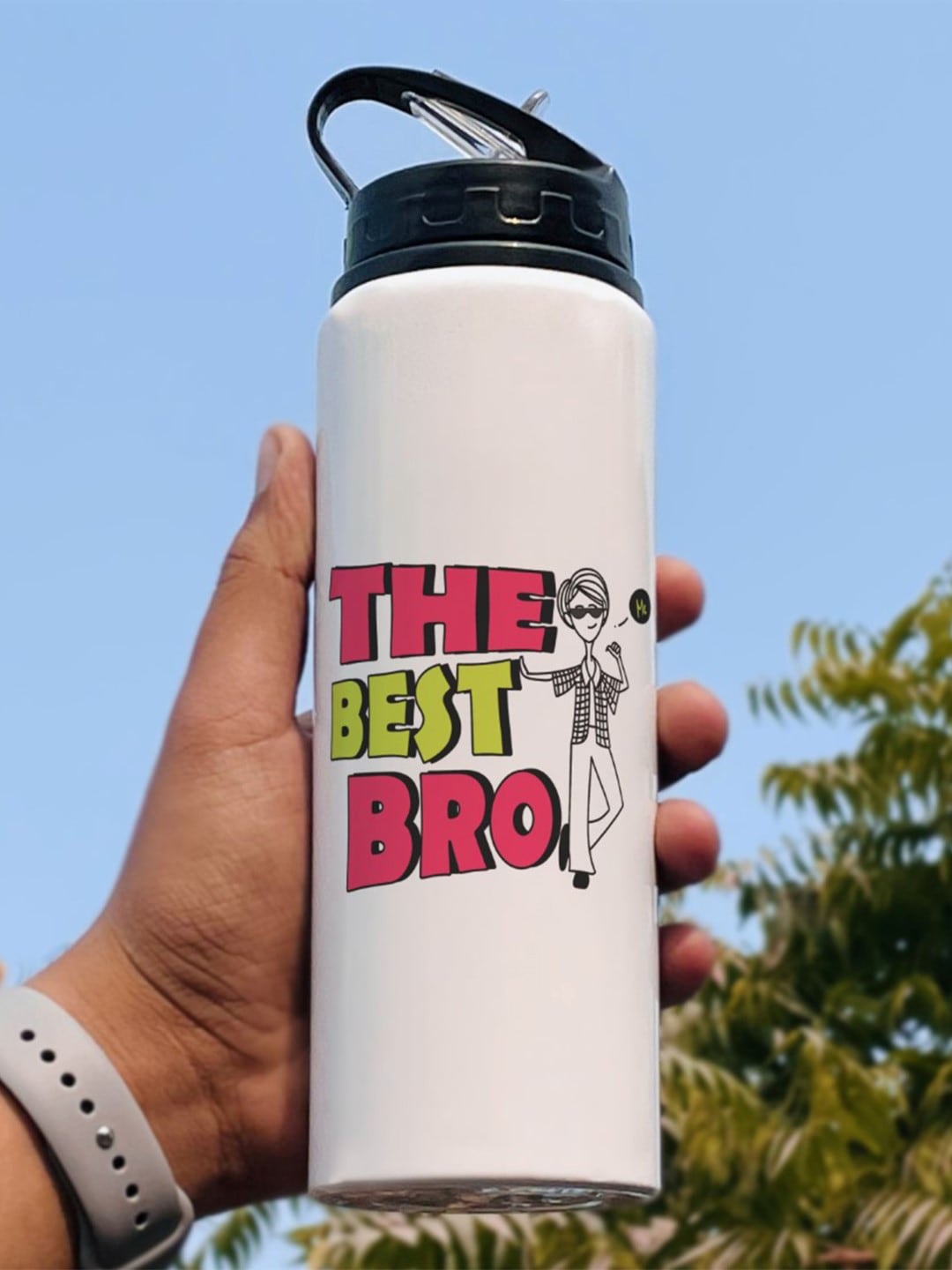 

Indigifts White & Green Printed Water Bottle 750ml