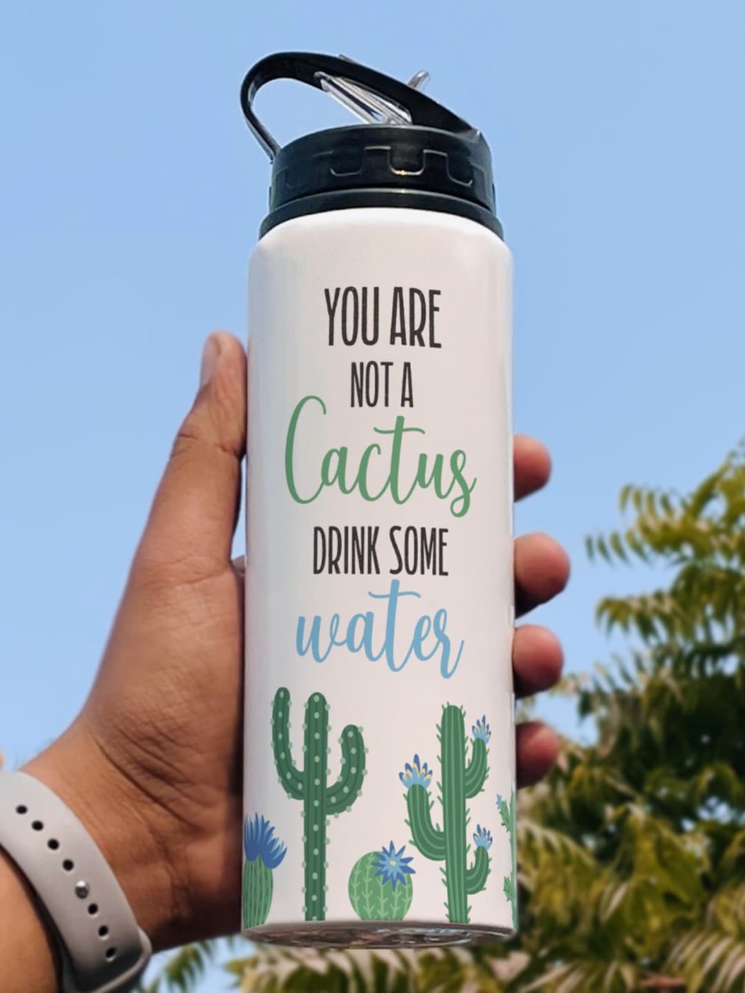 

Indigifts White & Green Printed Water Bottle 750ml