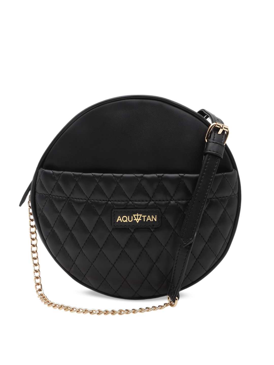 

AQUATAN Textured Quilted Structured Small Sling Bag, Black