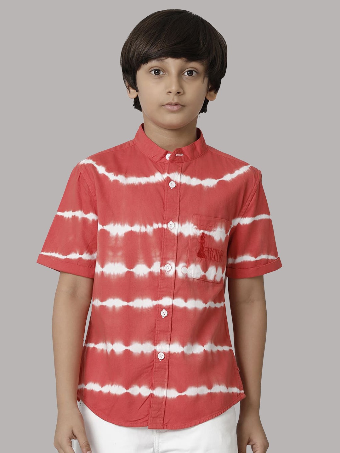 

UNDER FOURTEEN ONLY Boys Tie & Dyed Cotton Casual Shirt, Red