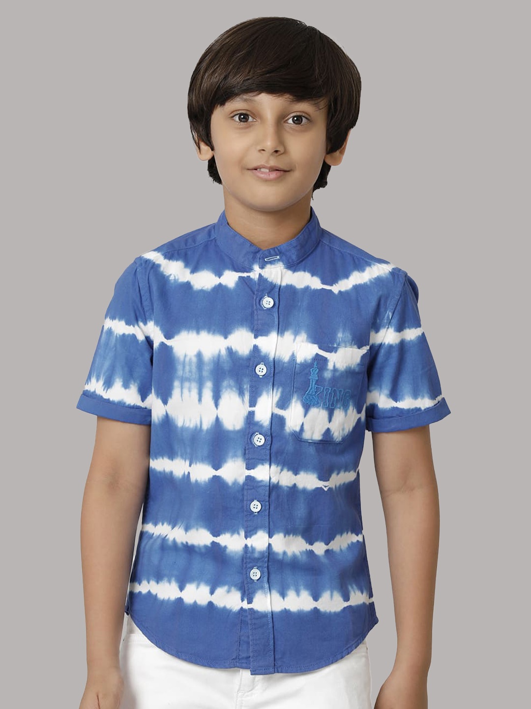 

UNDER FOURTEEN ONLY Boys Tie & Dyed Casual Cotton Shirt, Blue