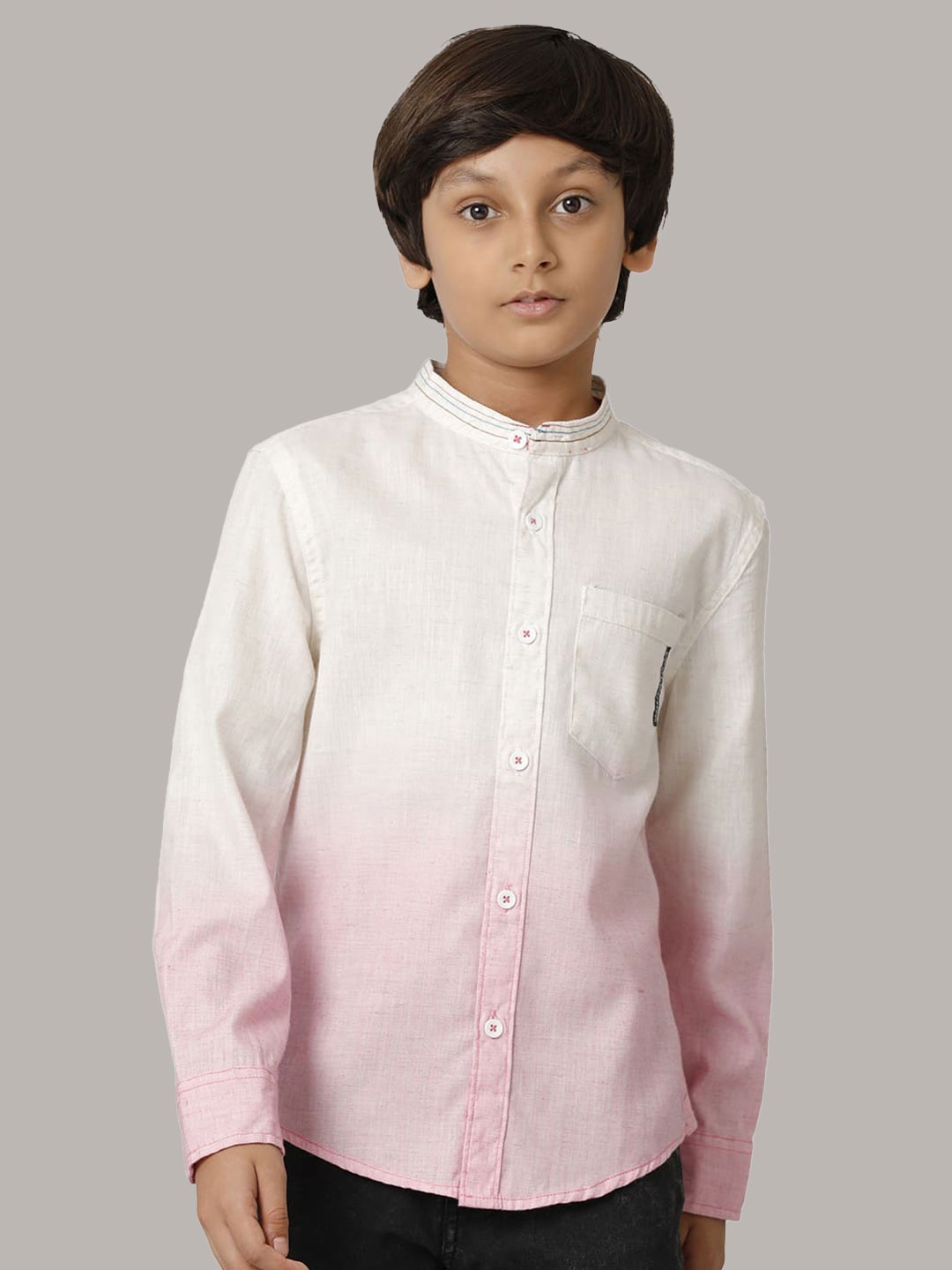 

UNDER FOURTEEN ONLY Boys Colourblocked Cotton Casual Shirt, Off white