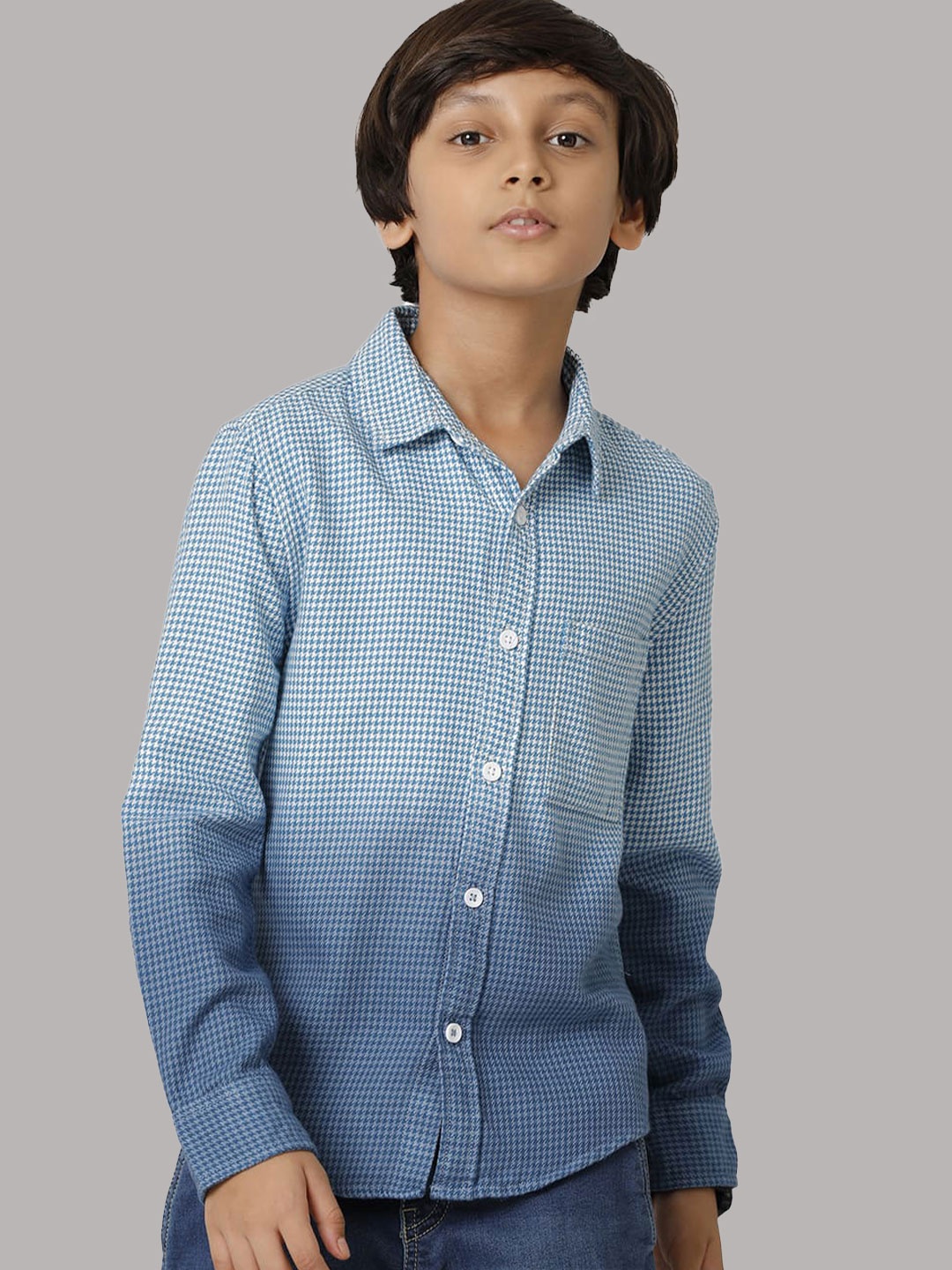 

UNDER FOURTEEN ONLY Boys Faded Cotton Casual Shirt, Blue