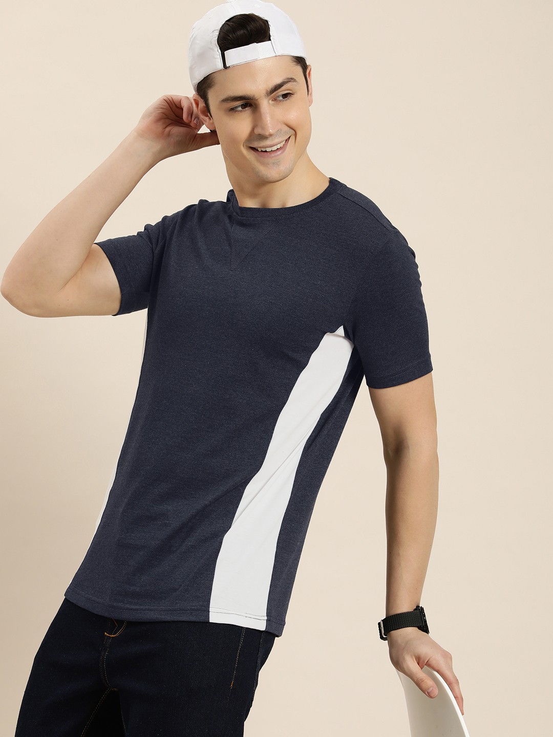 

HERE&NOW Men Striped T-shirt, Navy blue