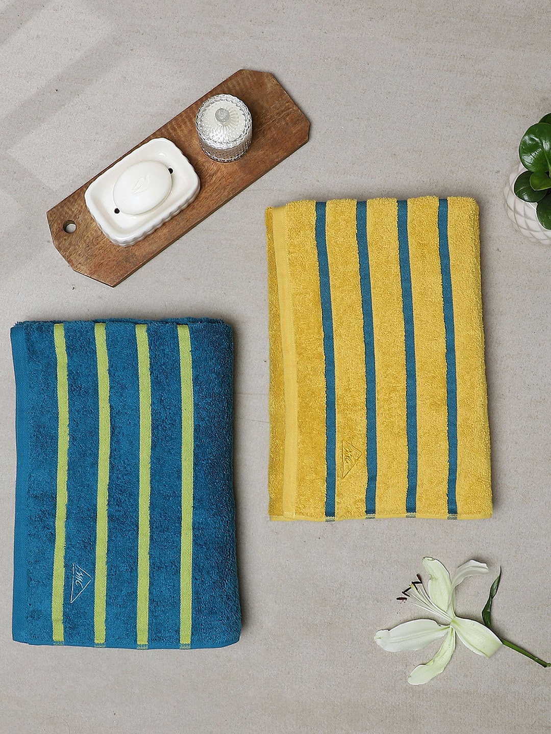 

Monte Carlo Yellow 2 Pieces Striped 525GSM Cotton Bath Towels