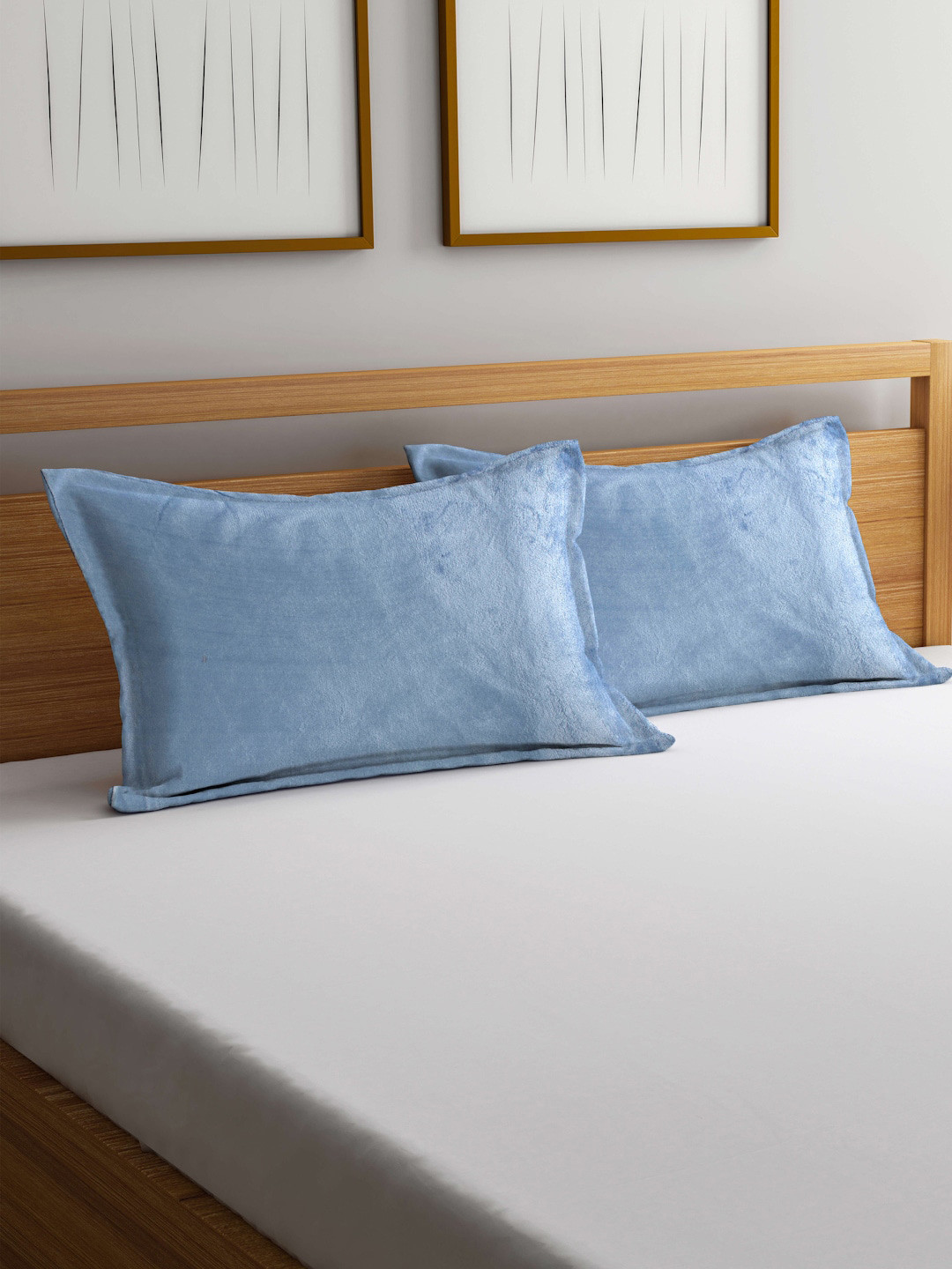 

KLOTTHE Blue 2 Pieces Woollen Pillow Covers