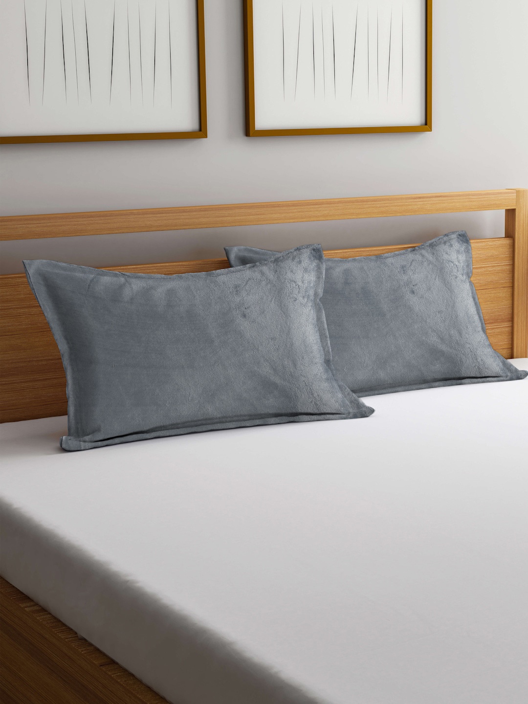 

KLOTTHE Grey 2 Pieces Woollen Pillow Covers