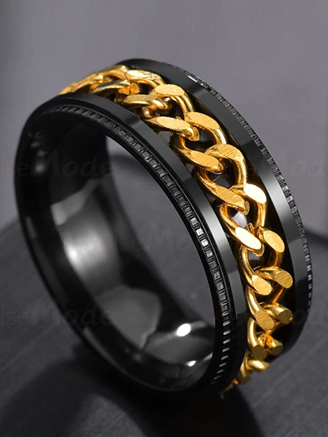 

MEENAZ Silver-Plated Textured Finger Ring, Gold