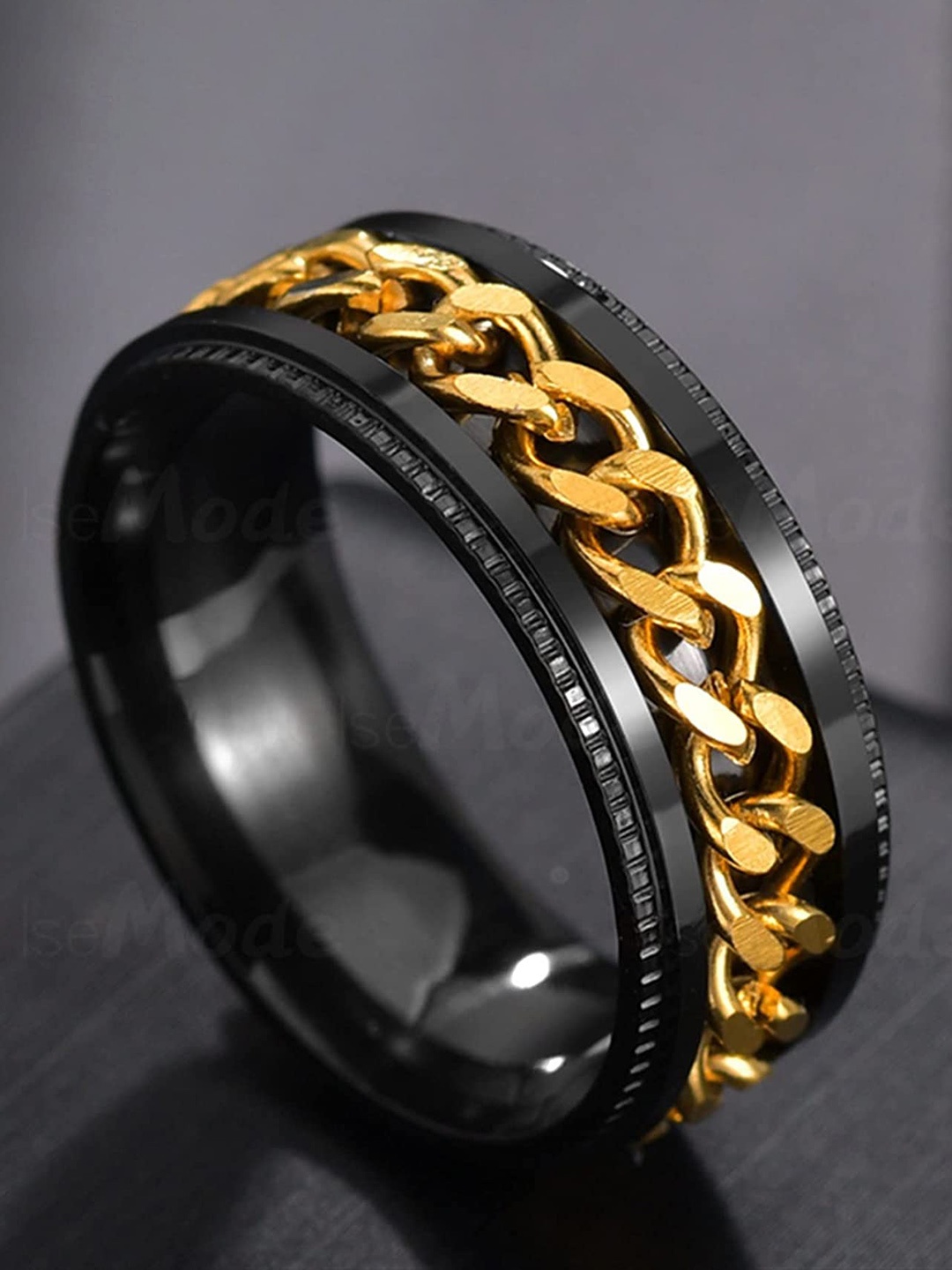 

MEENAZ Men Stainless Steel Ring, Gold