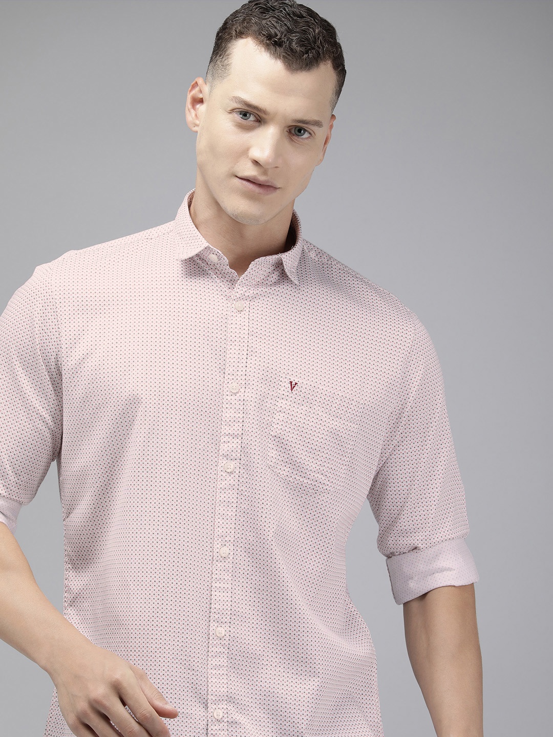 

Van Heusen Sport Pure Cotton Micro Ditsy Printed Slim Fit Casual Shirt, Pink