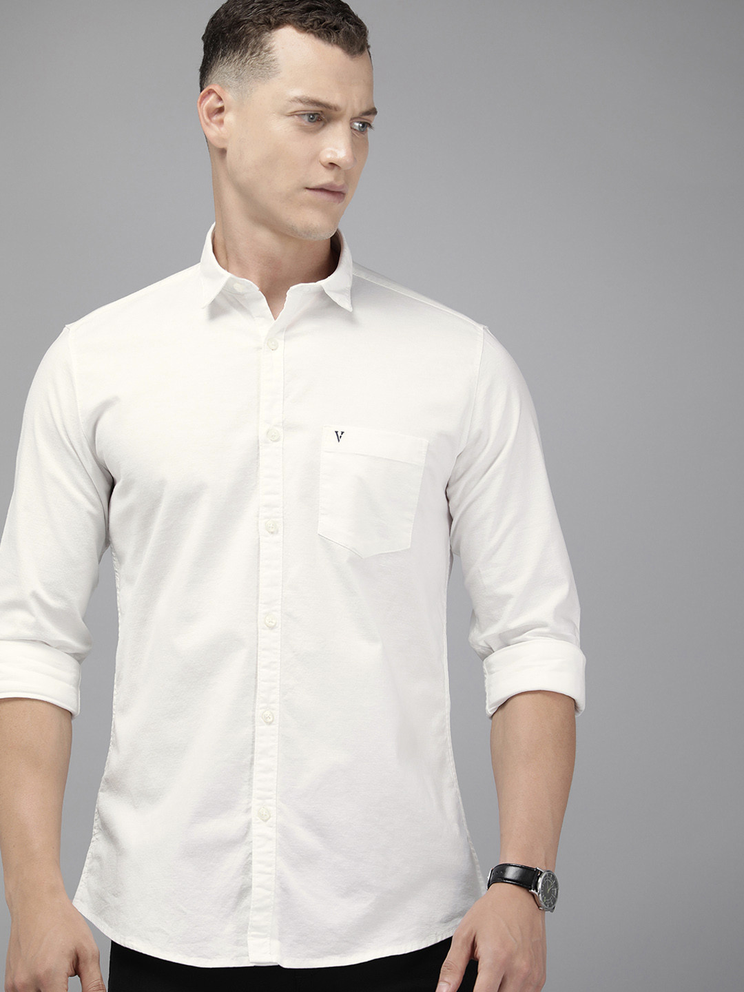 

Van Heusen Sport Solid Spread Collar Slim Fit Casual Shirt, White