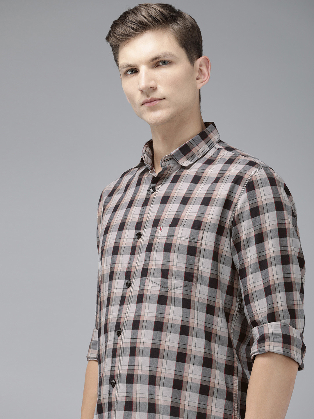

Van Heusen Sport Slim Fit Checked Pure Cotton Casual Shirt, Grey