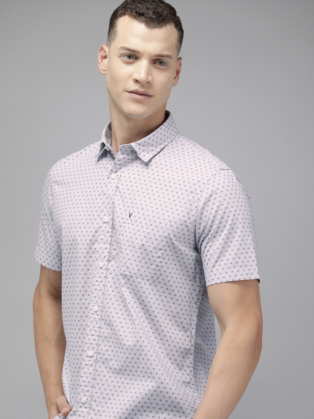 

Van Heusen Sport Slim Fit Printed Pure Cotton Casual Shirt, Lavender