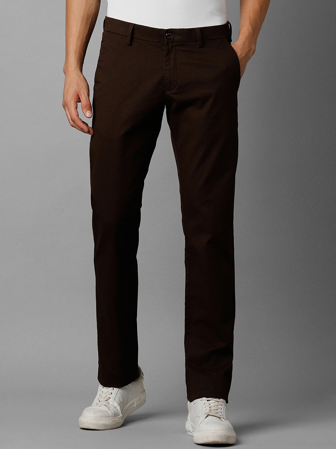 

Allen Solly Men Slim Fit Mid-Rise Regular Trousers, Brown