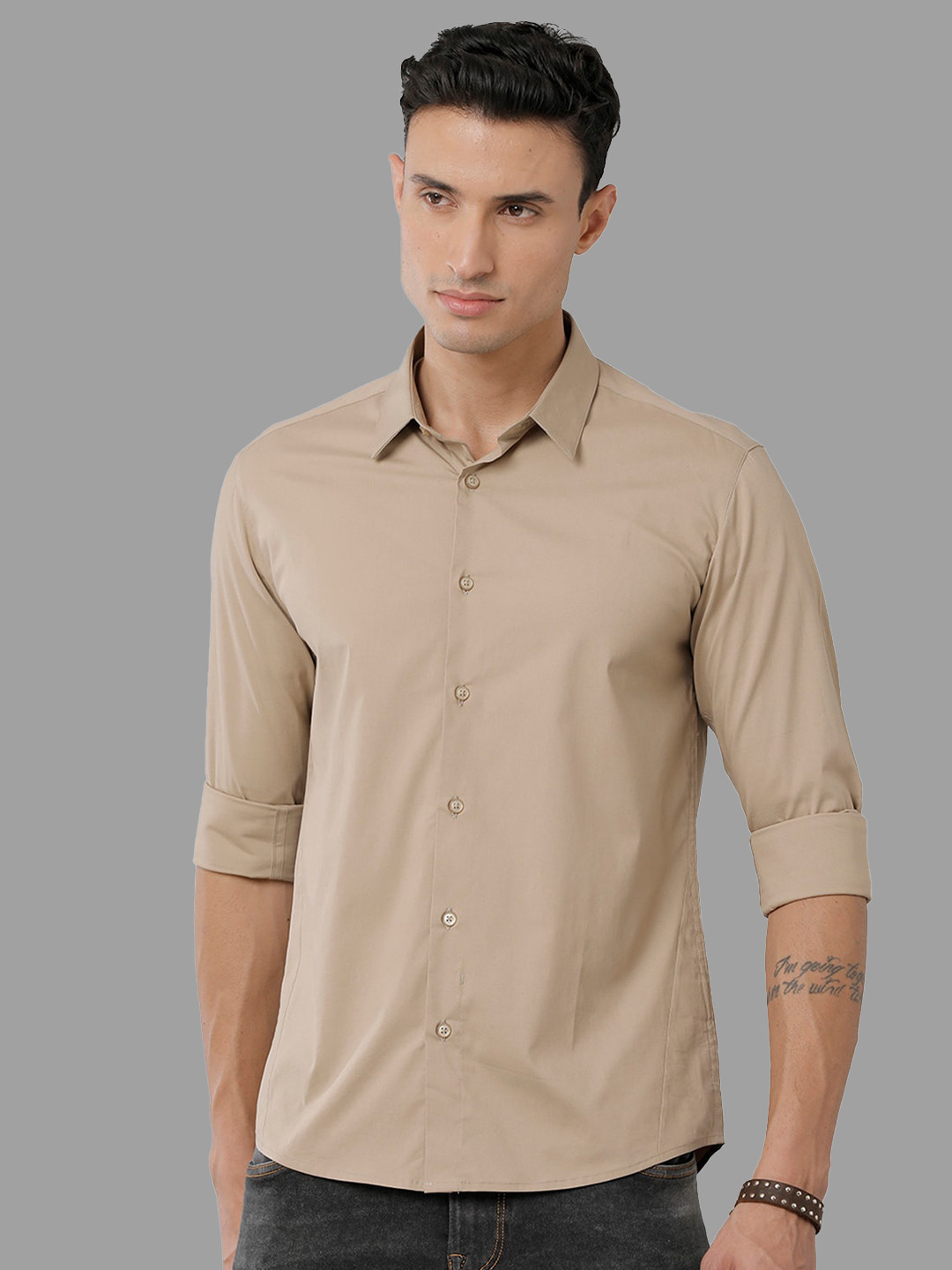 

Voi Jeans Slim Fit Opaque Casual Shirt, Brown