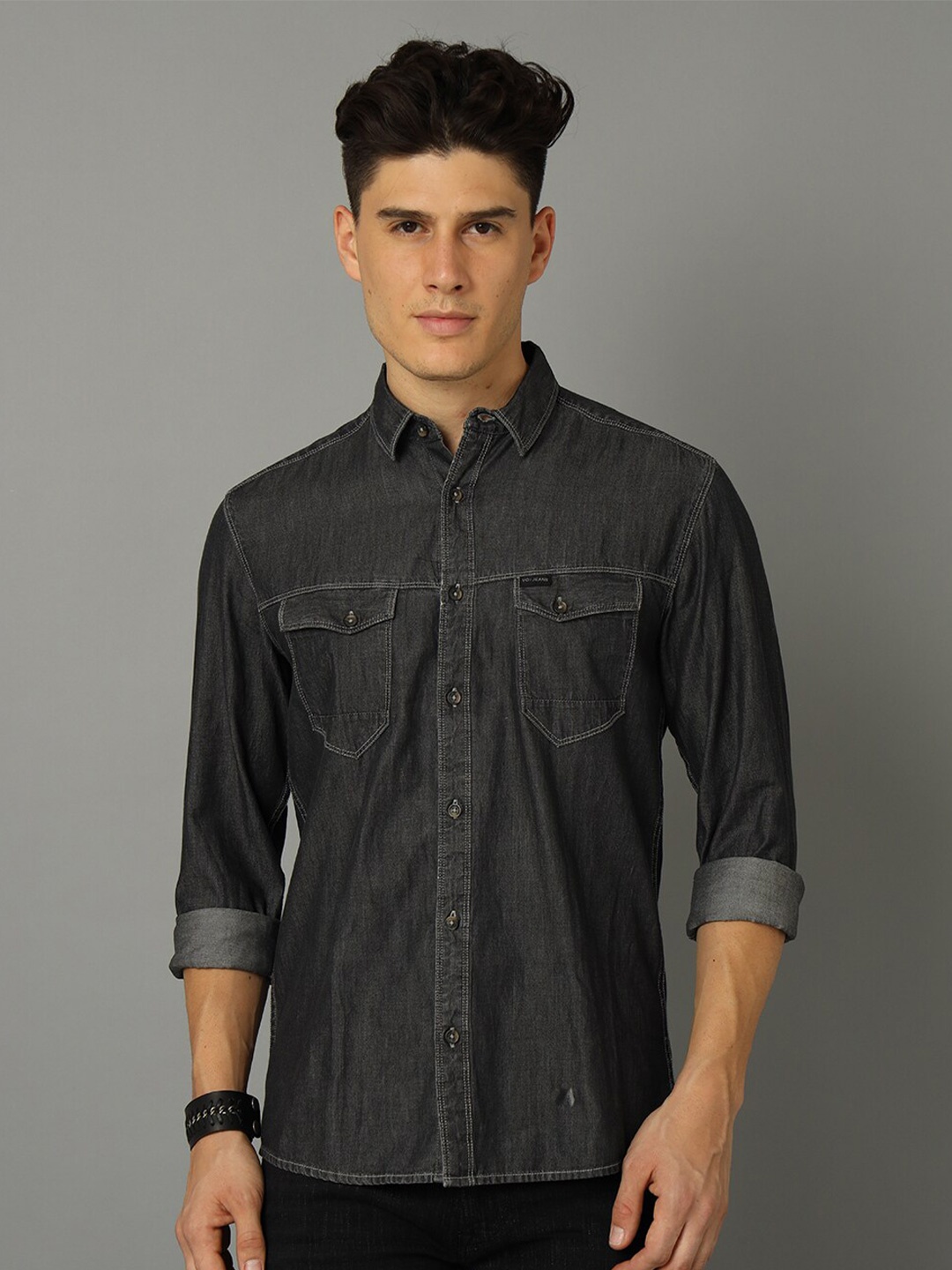 

Voi Jeans Slim Fit Opaque Pure Cotton Casual Shirt, Grey