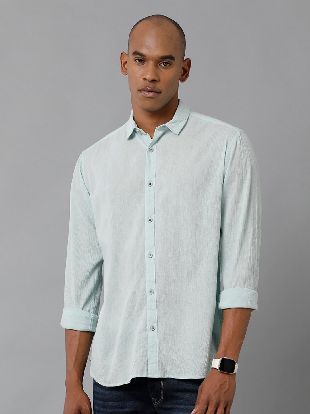 

Voi Jeans Slim Fit Pure Cotton Casual Shirt, Sea green