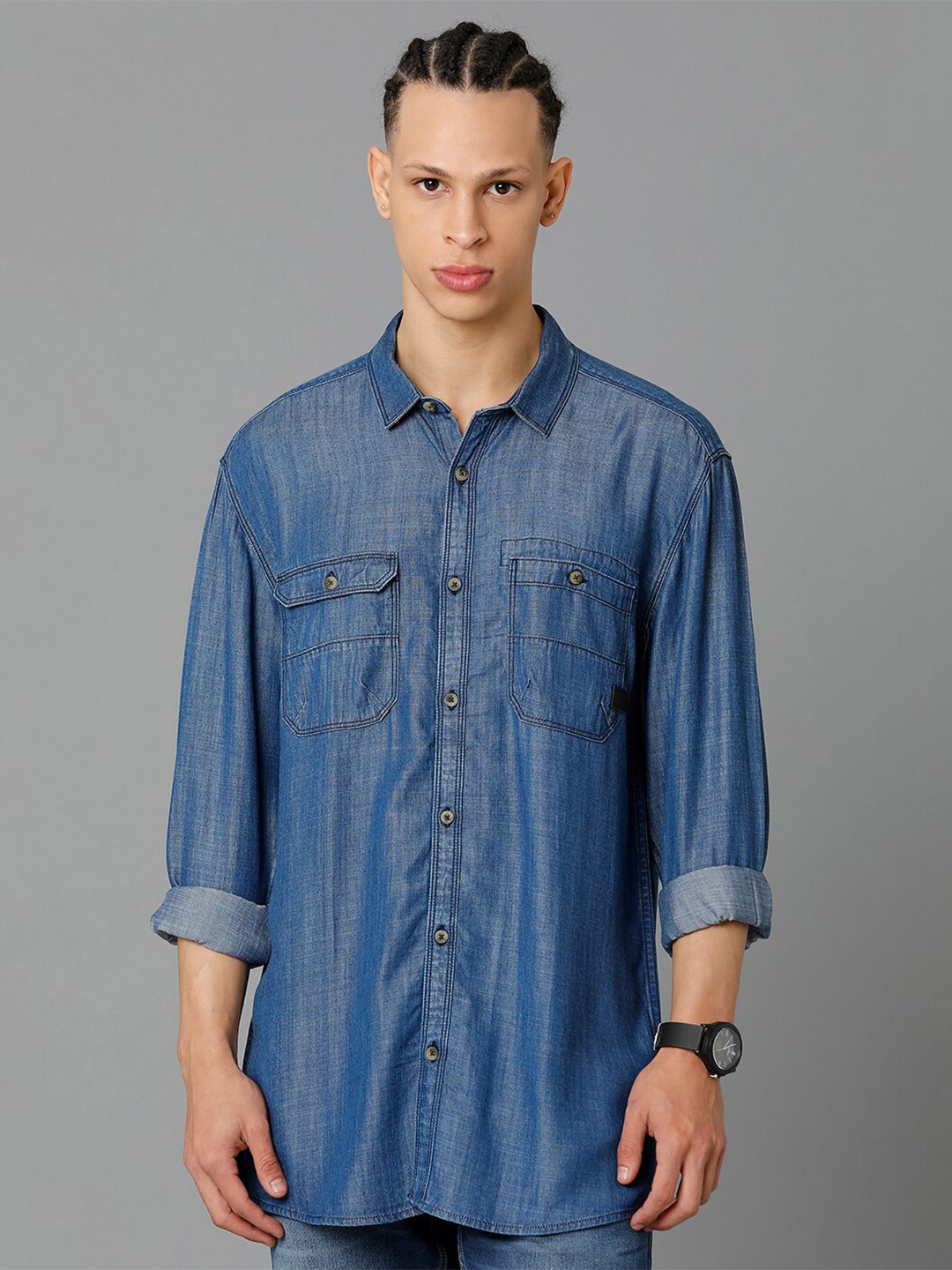 

Voi Jeans Slim Fit Pure Cotton Casual Shirt, Blue