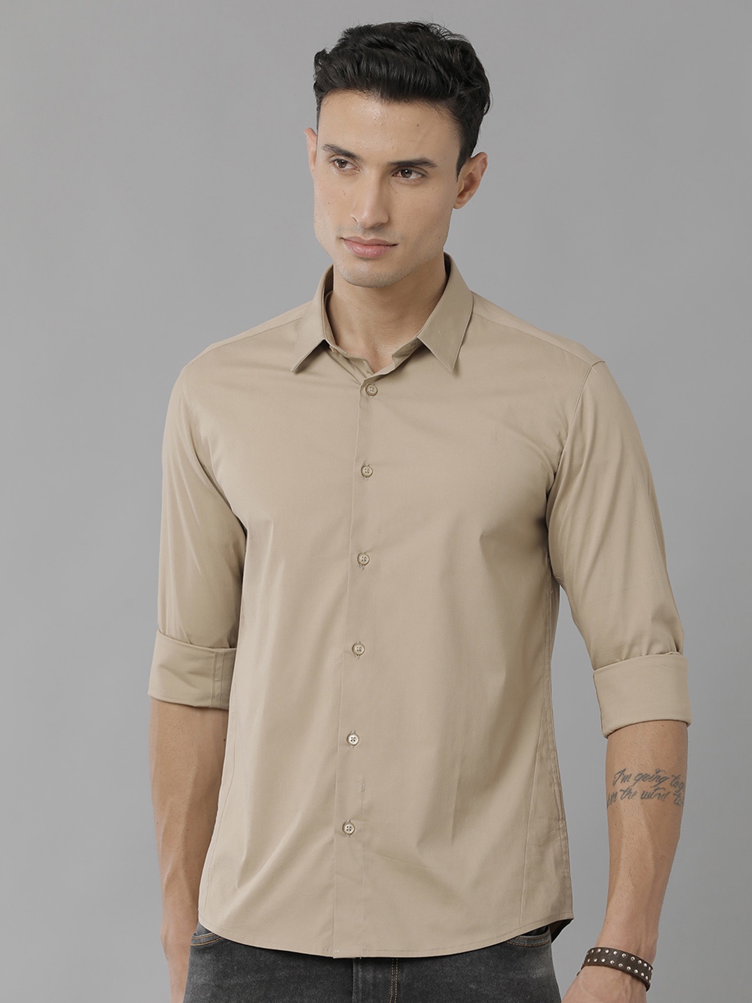 

Voi Jeans Slim Fit Opaque Casual Shirt, Khaki