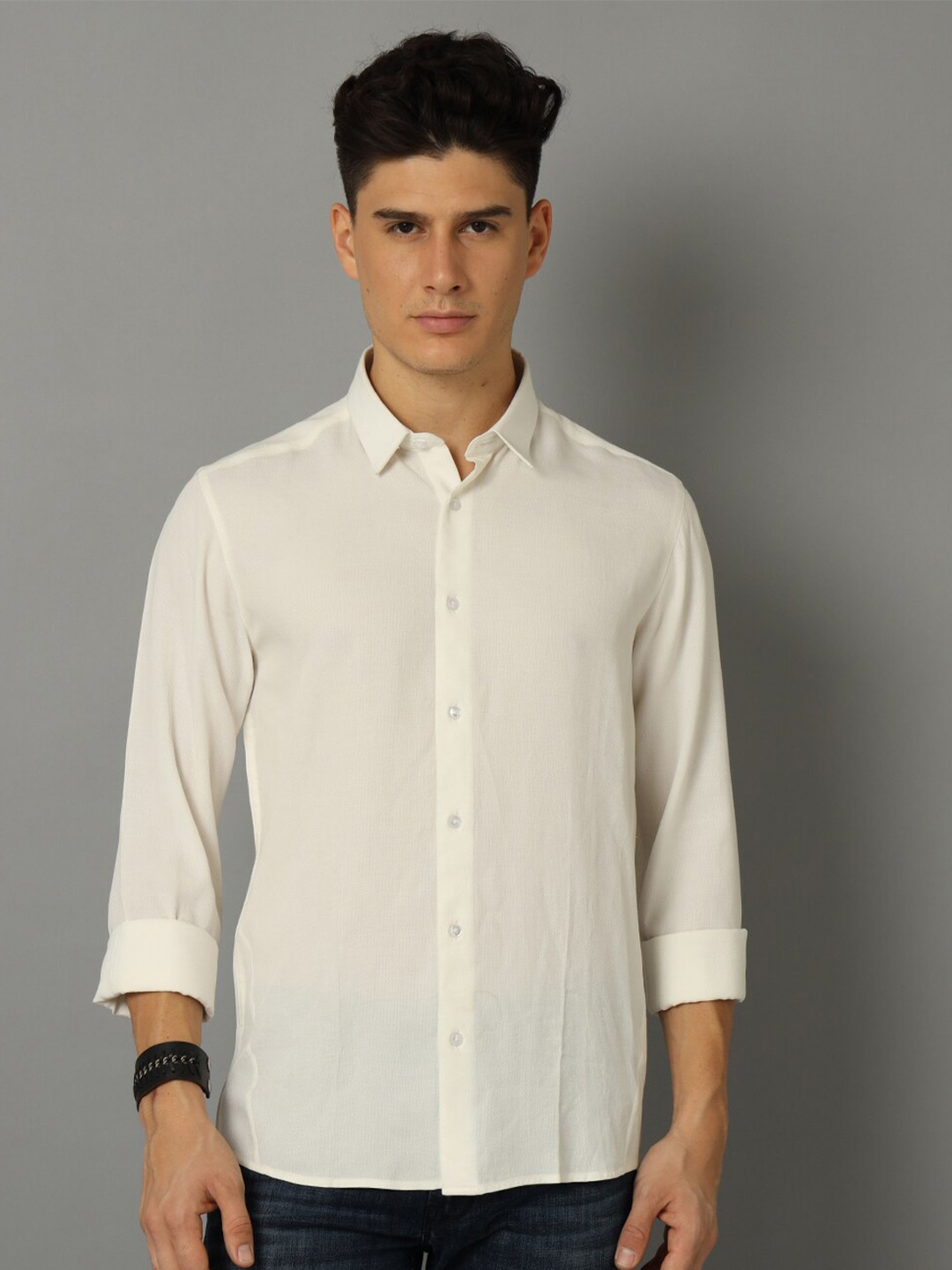 

Voi Jeans Slim Fit Opaque Casual Shirt, White