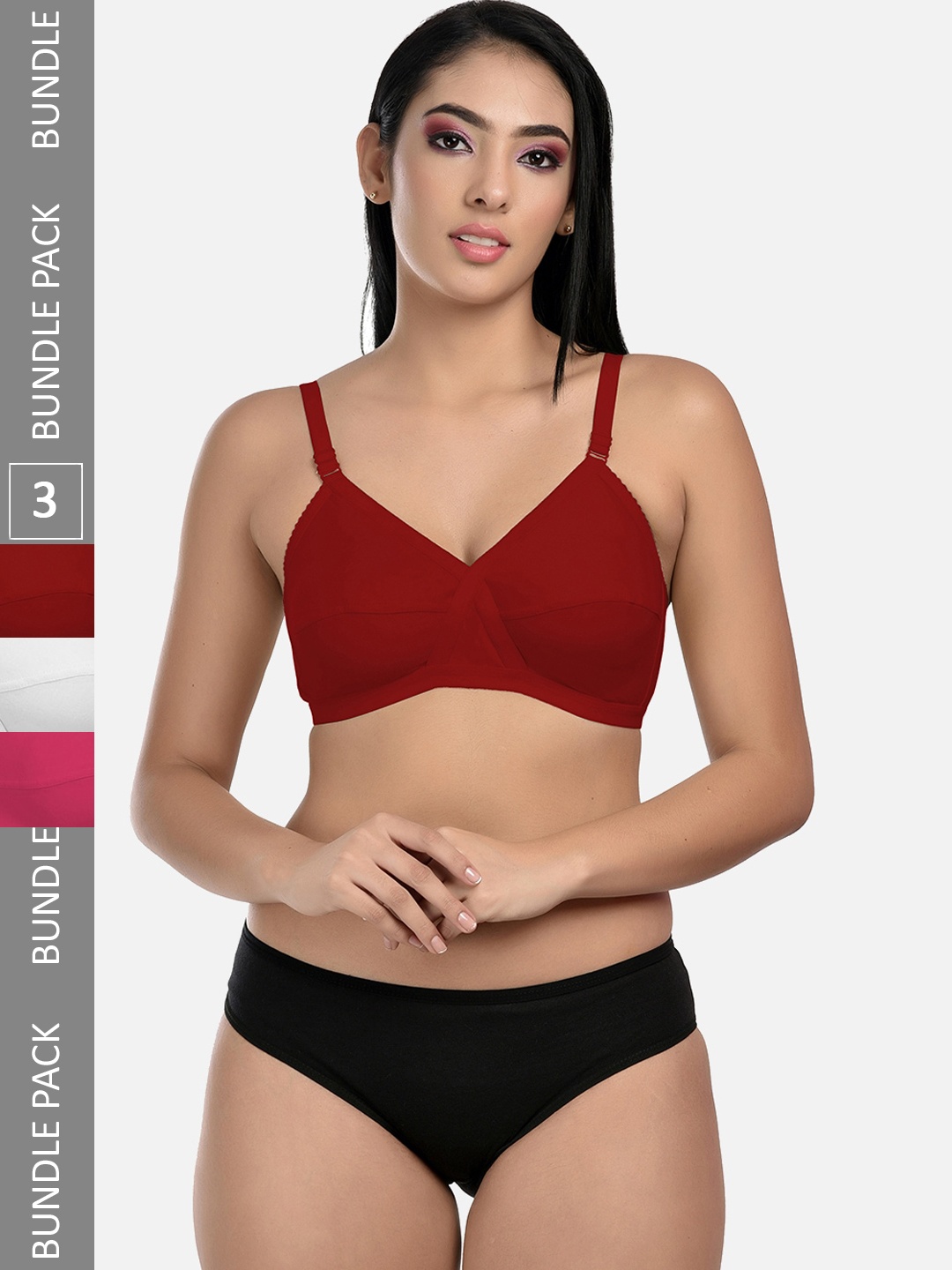

StyFun Pack Of 3 Non-Padded Lingerie Set, White