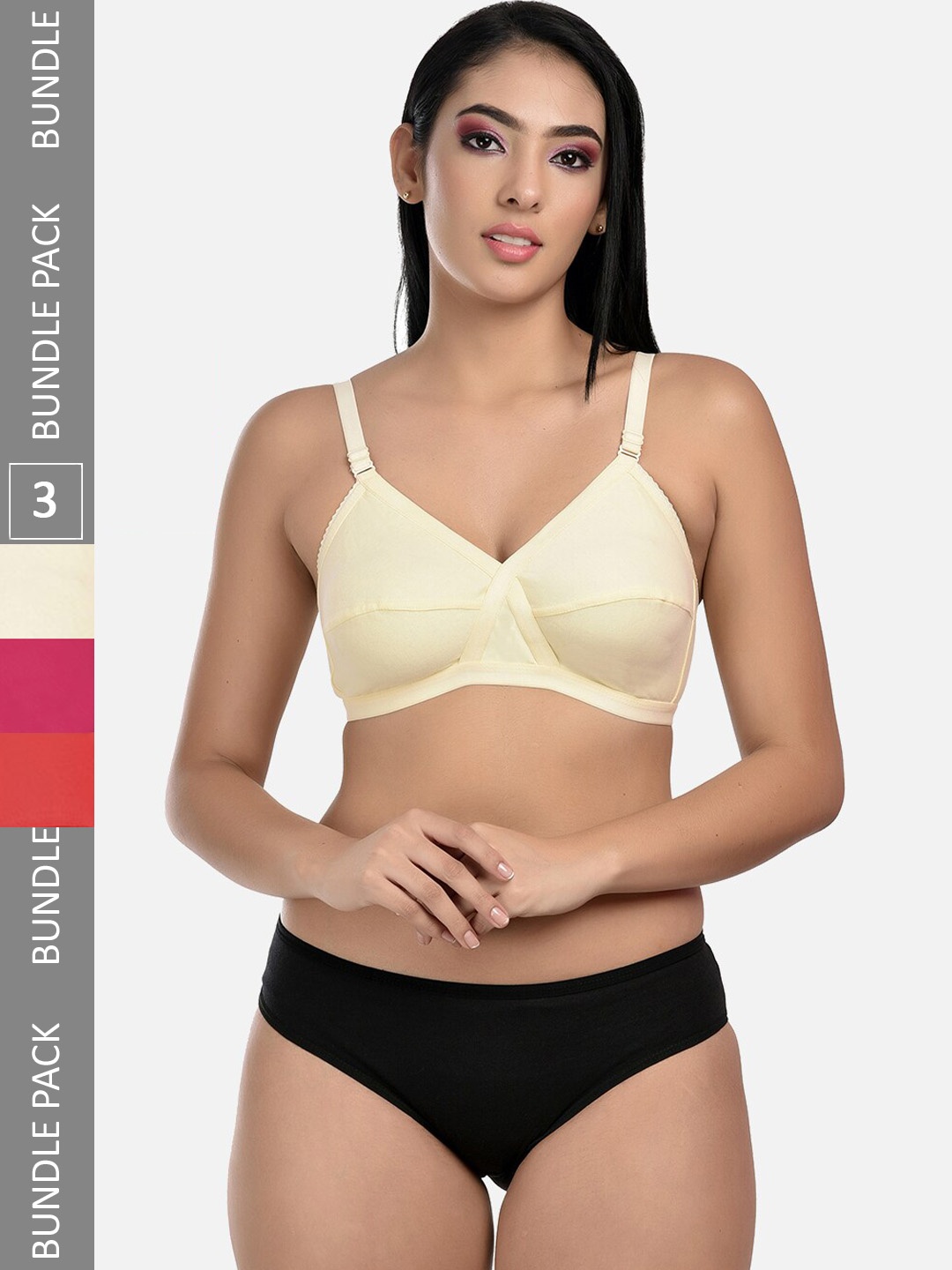 

StyFun Pack Of 3 Non-Padded Lingerie Set, Beige