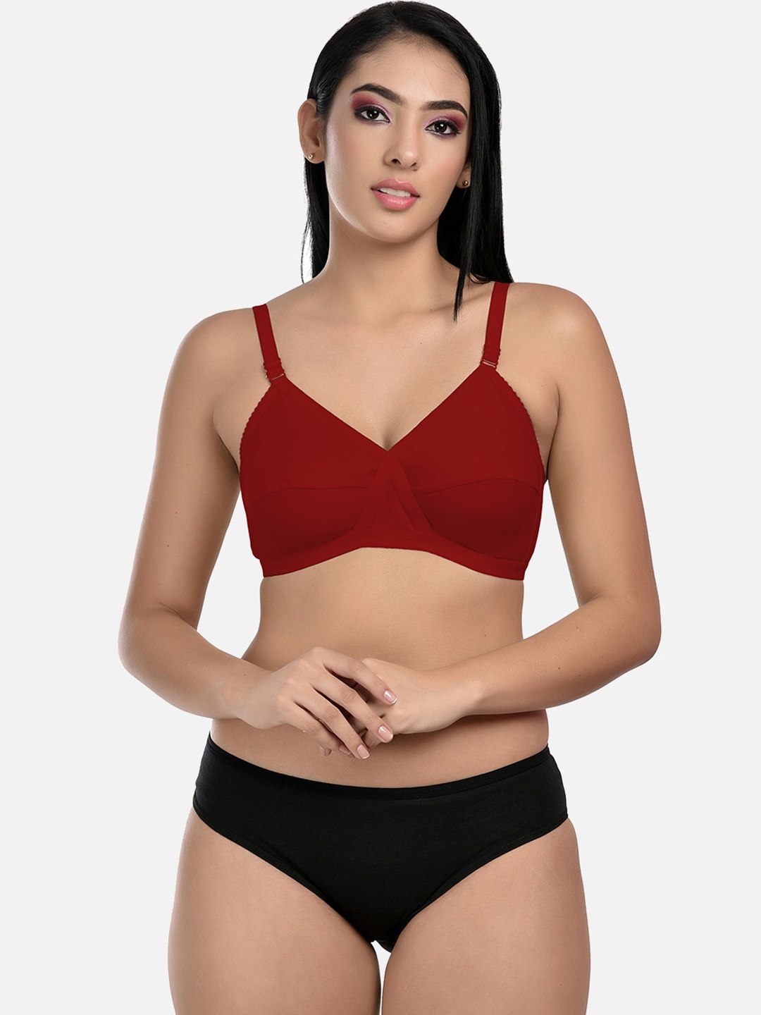 

StyFun Full Coverage Non-Padded Lingerie Set LS_Cross_Set_Maroon_B