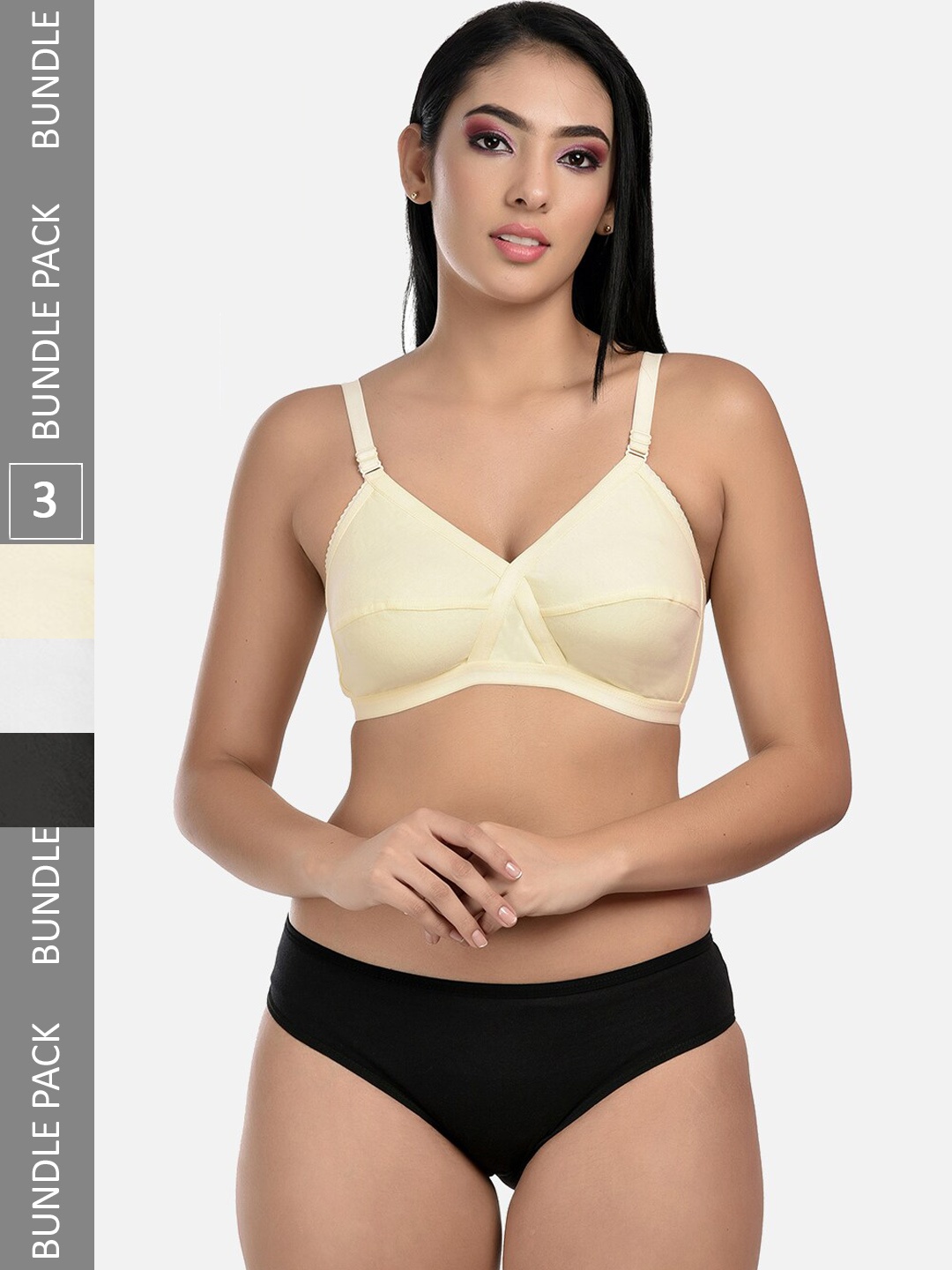 

StyFun Pack Of 3 Non-Padded Lingerie Set, White