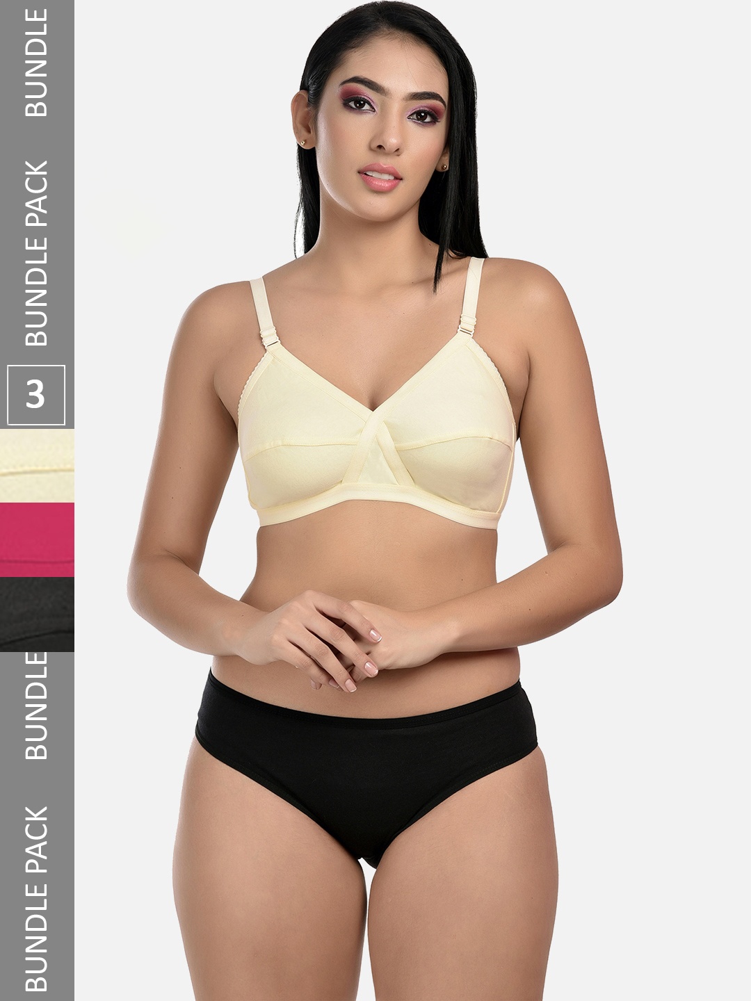 

StyFun Pack Of 3 Lingerie Set, Black
