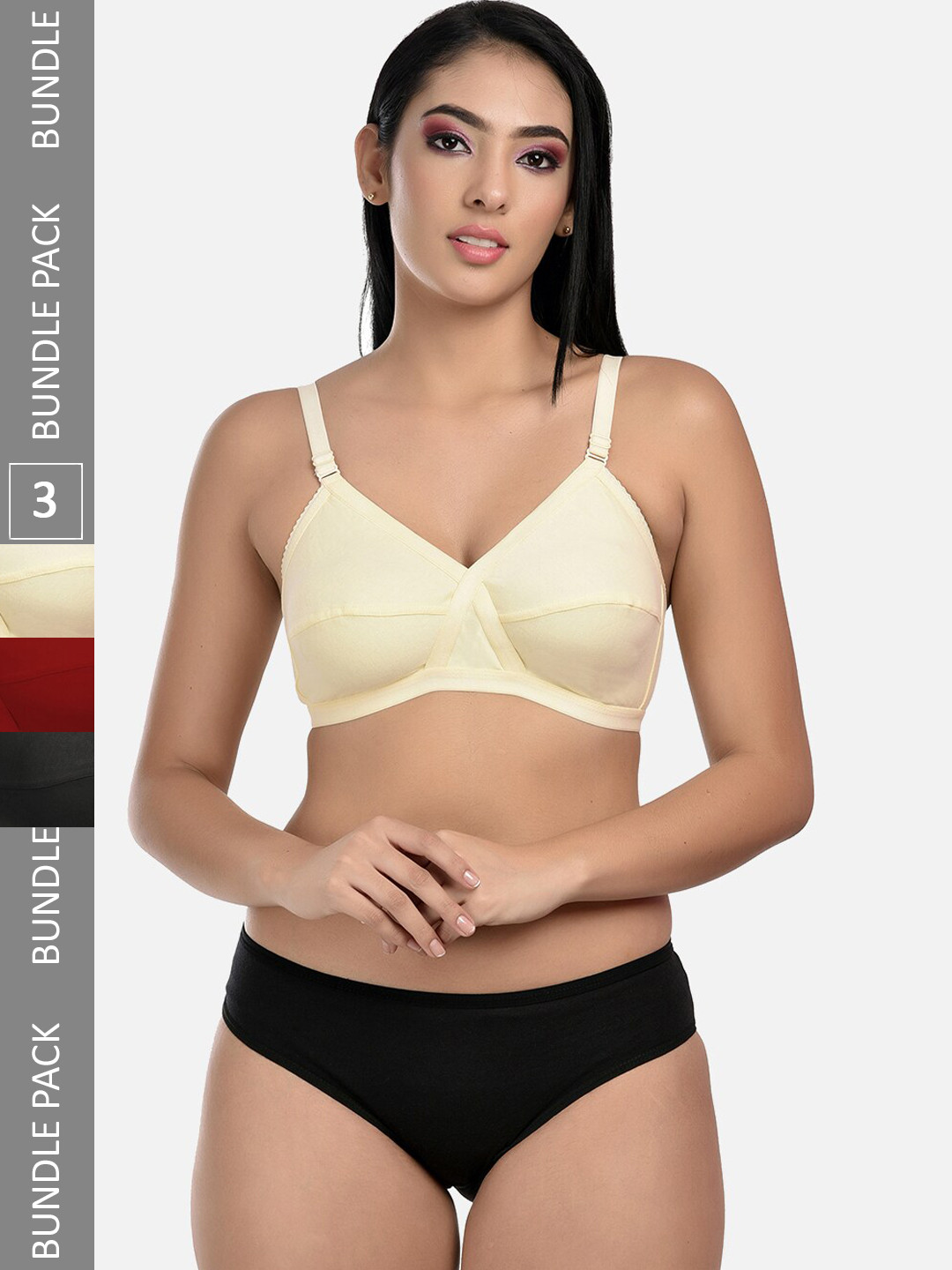

StyFun Pack Of 3 Lingerie Set, Black