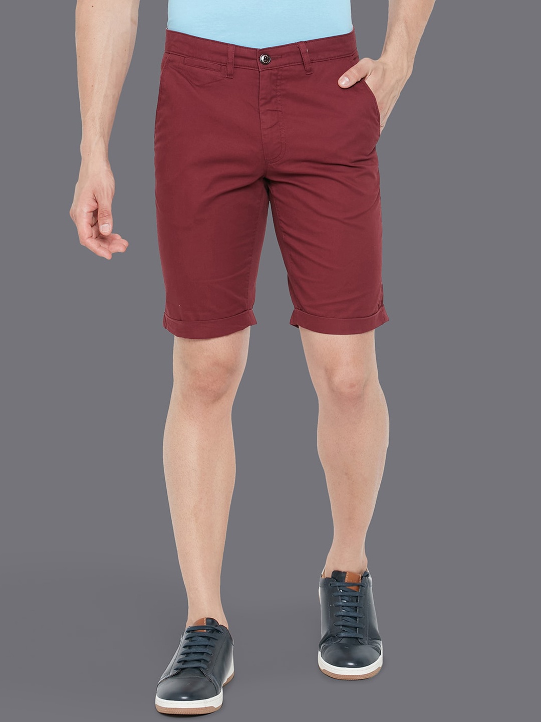

Allen Solly Men Slim Fit Pure Cotton Shorts, Maroon