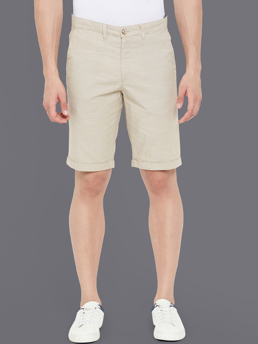 

Allen Solly Men Slim Fit Pure Cotton Shorts, Cream