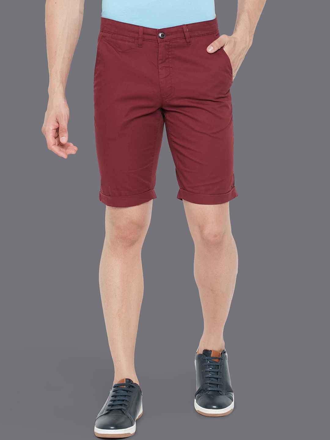 

Allen Solly Men Slim Fit Pure Cotton Shorts, Maroon