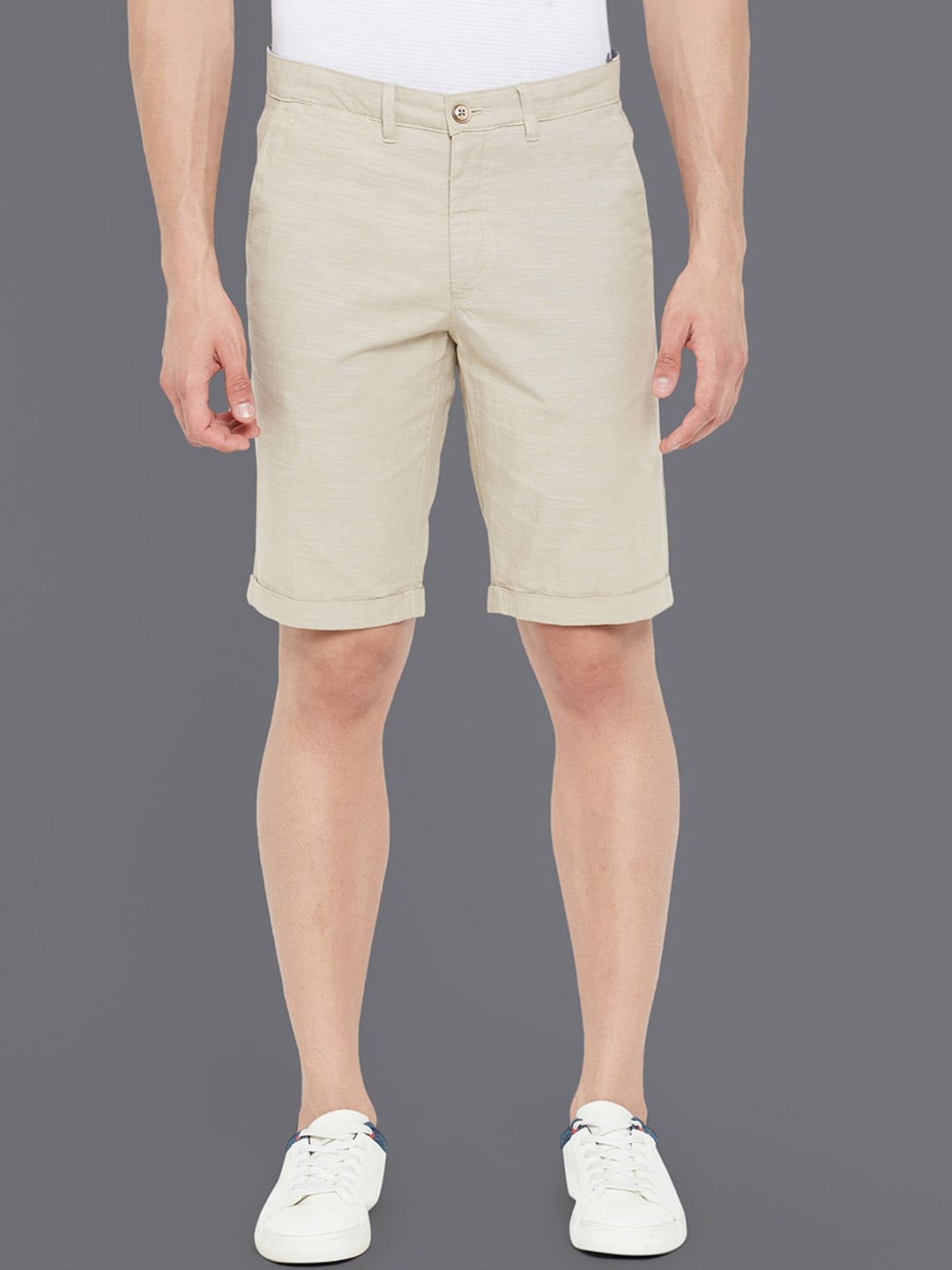 

Allen Solly Men Slim Fit Mid-Rise Pure Cotton Chino Shorts, Beige