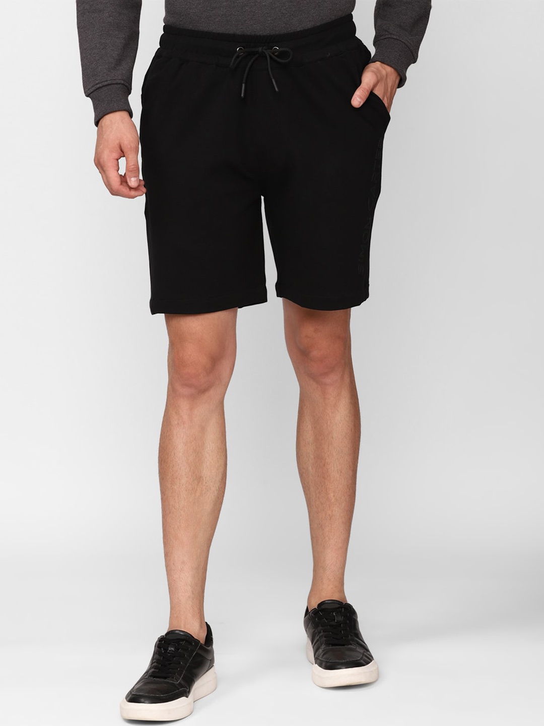 

SIMON CARTER LONDON Men Black Slim Fit Mid-Rise Regular Shorts