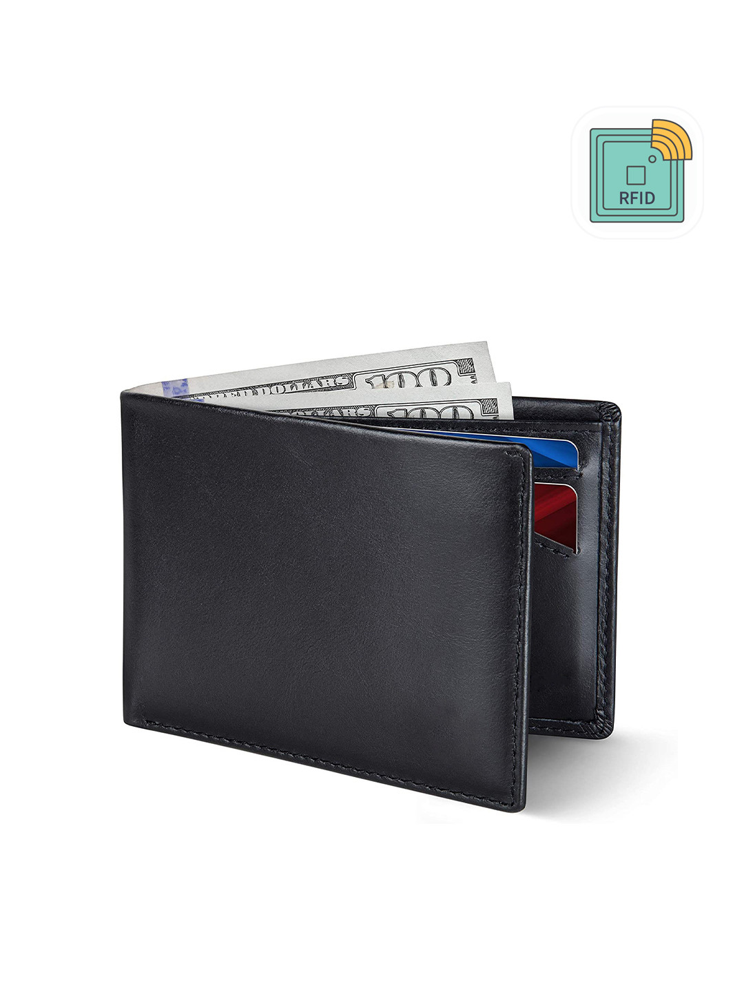 

CONTACTS Leather Two Fold Wallet, Black