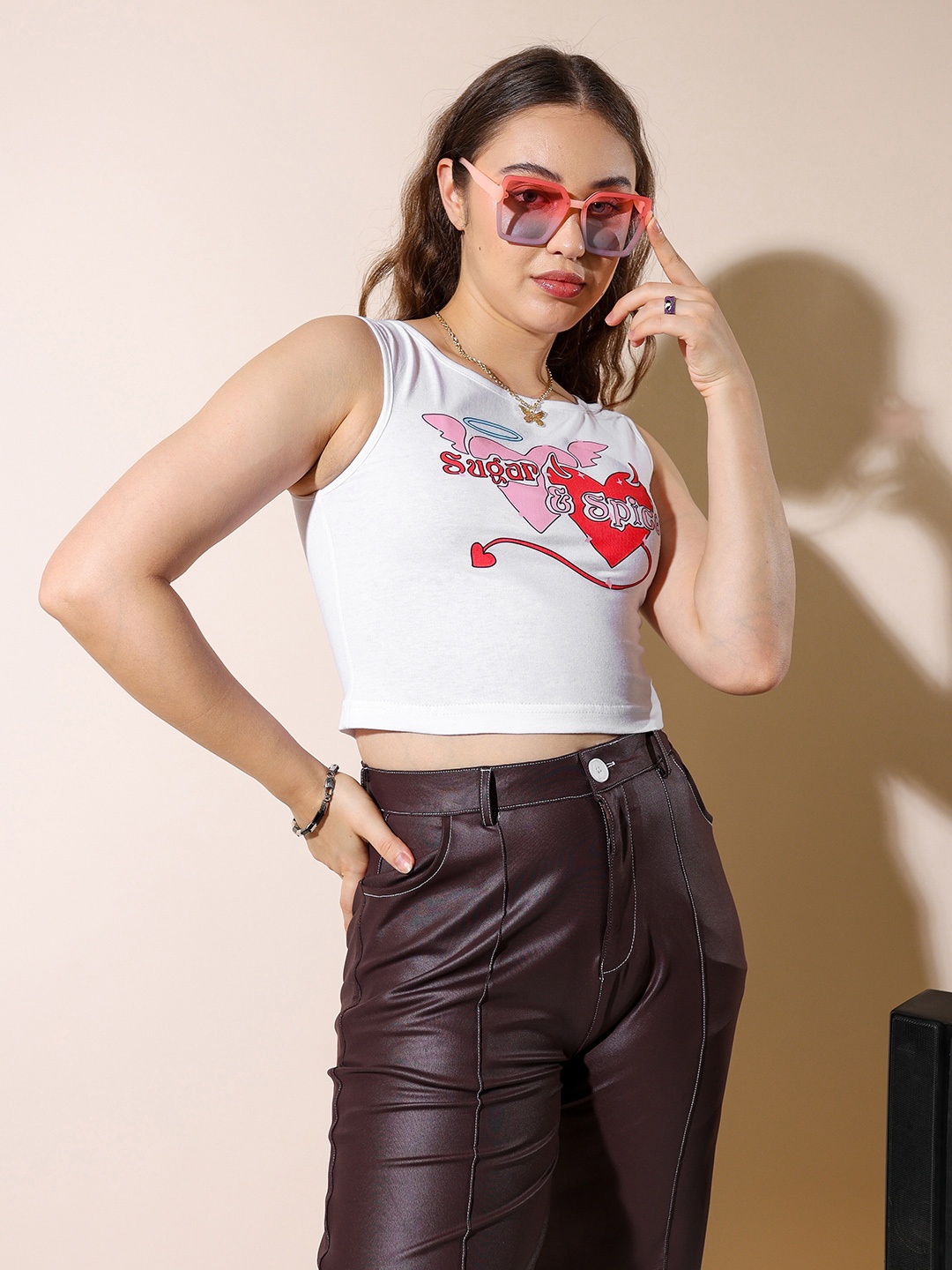 

Stylecast X Hersheinbox Printed Fitted Crop Top, White
