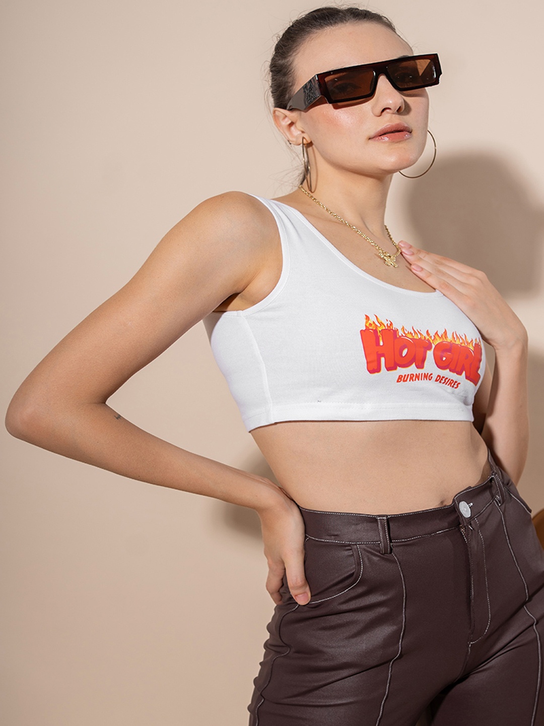 

Stylecast X Hersheinbox Printed Pure Cotton Cropped T-shirt, White