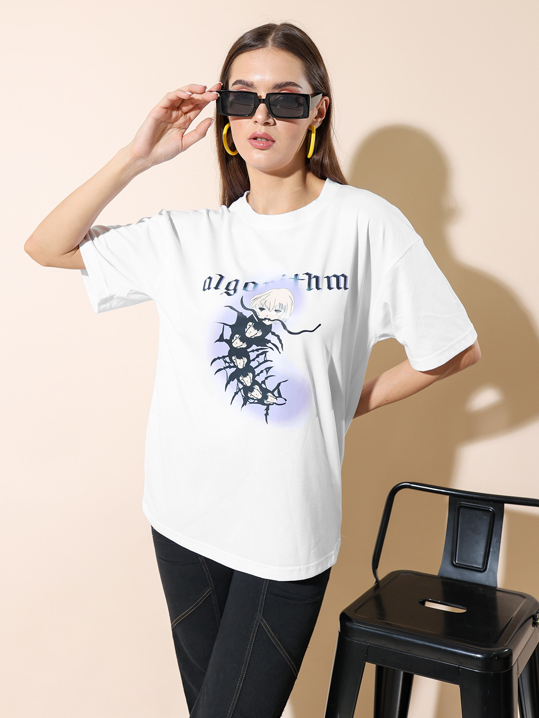 

Stylecast X Hersheinbox Graphic Printed Pure Cotton Oversized T-shirt, White