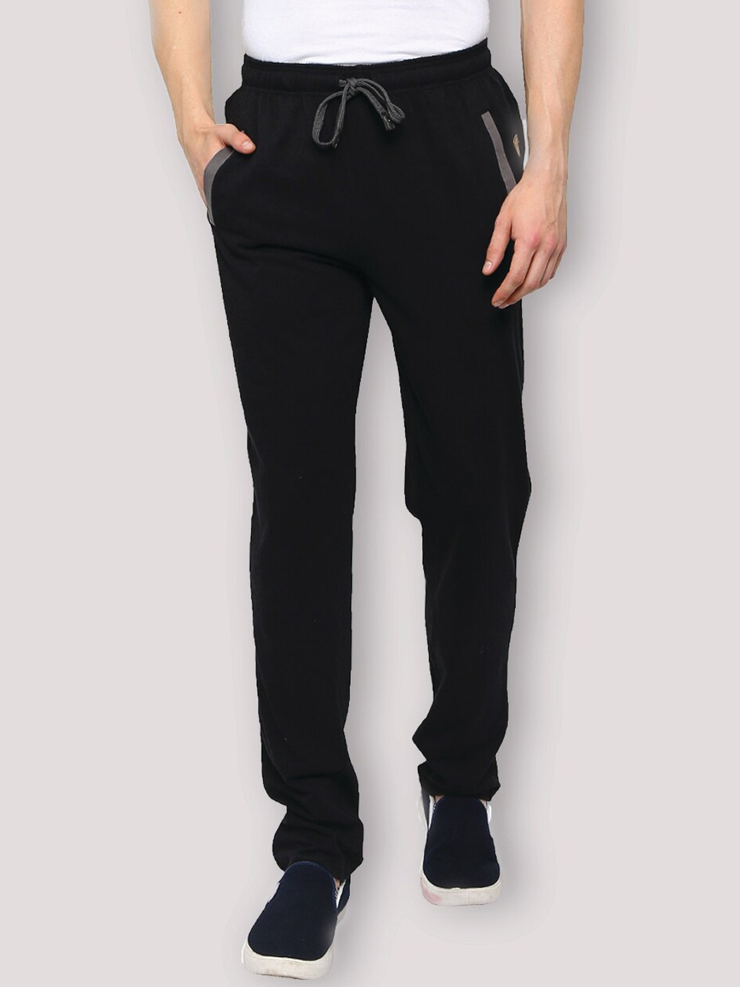 

Zoiro Men Mid-Rise Relaxed Fit Dry Fit Technology Cotton Track Pants, Black