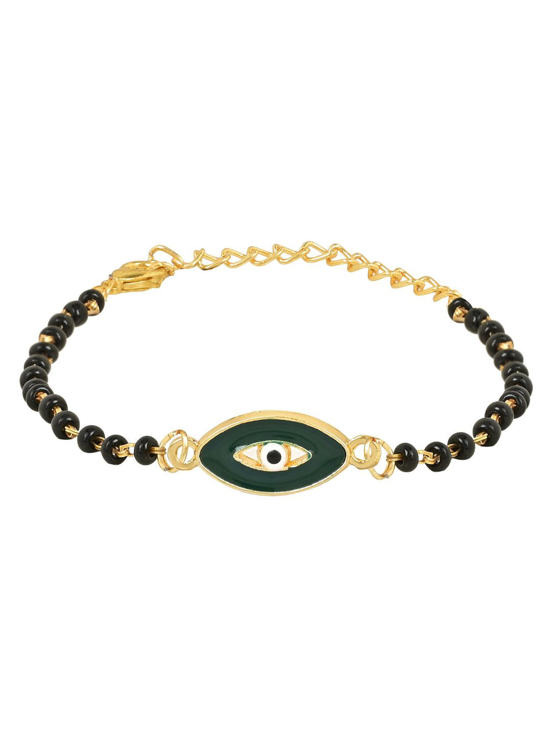 

I Jewels Gold-Plated Evil Eye Mangalsutra Link Bracelet