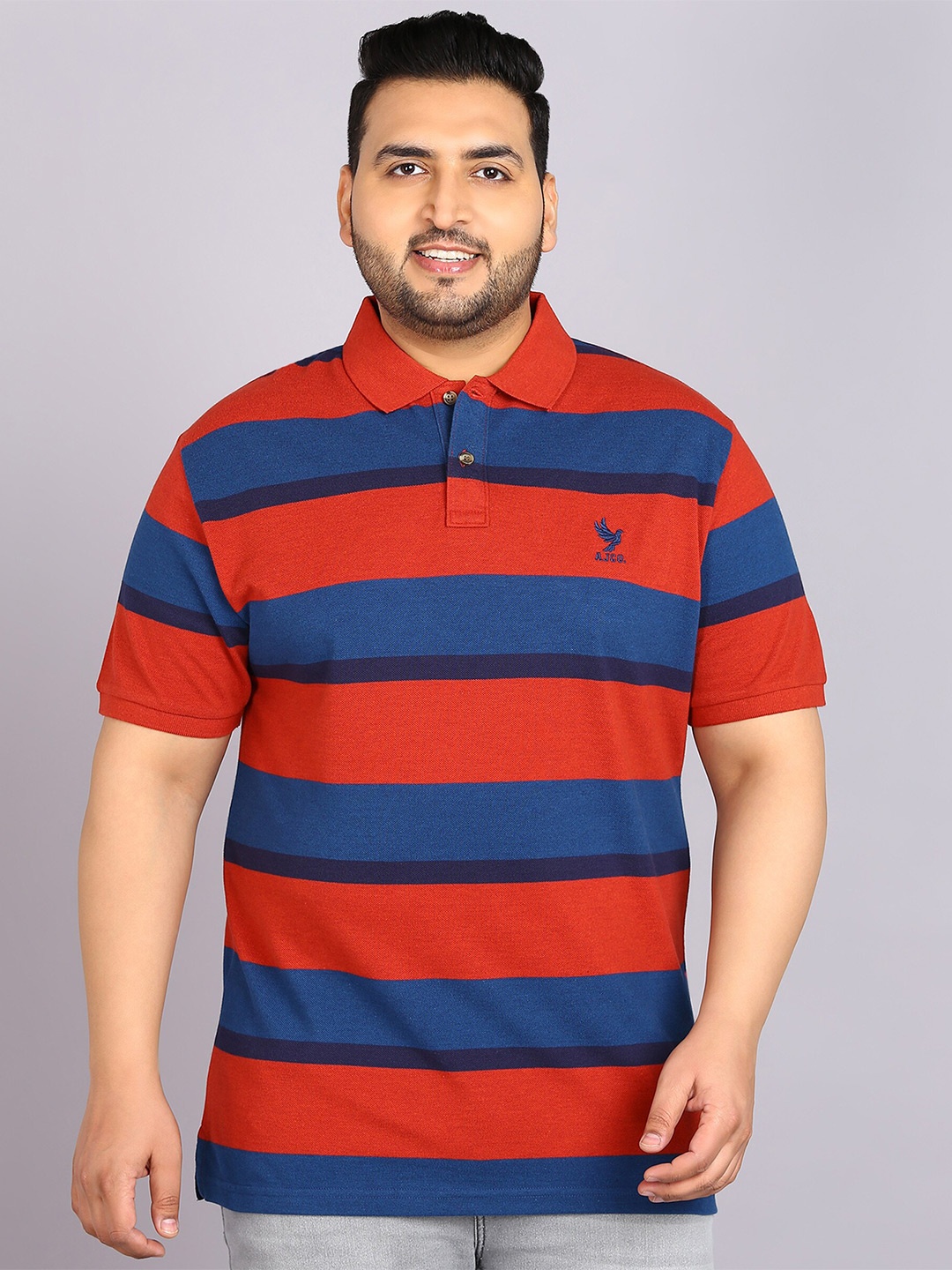 

Alan Jones Striped Polo Collar T-shirt, Rust