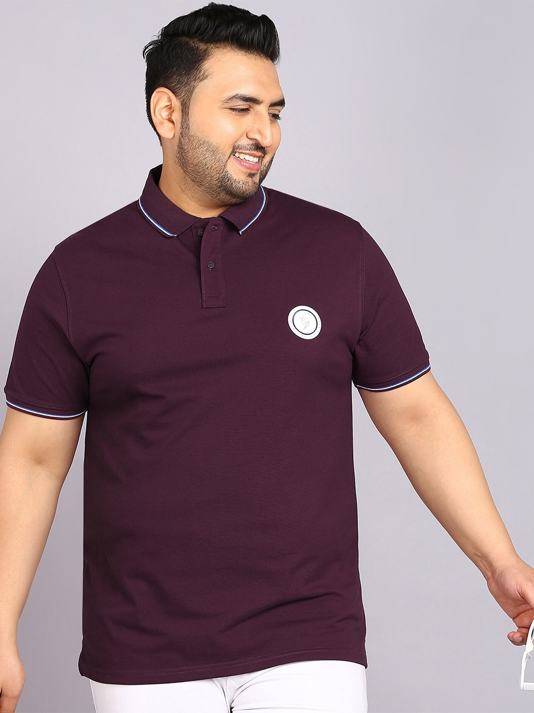 

Alan Jones Polo Collar Applique T-shirt, Burgundy