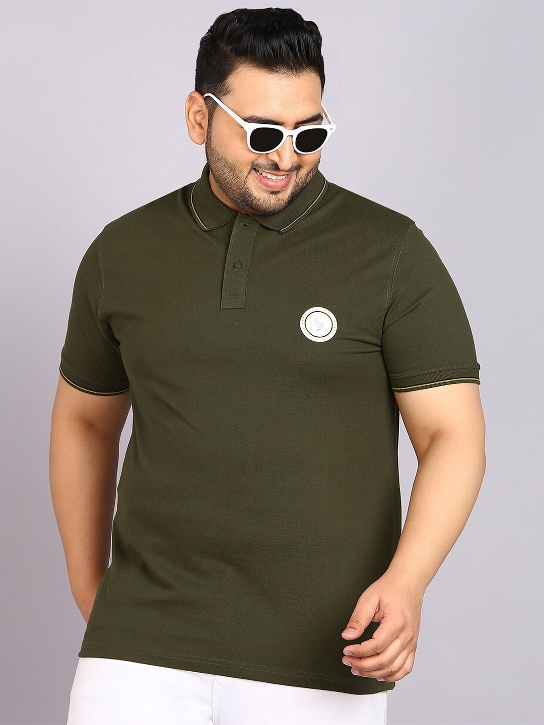 

Alan Jones Polo Collar Applique T-shirt, Olive