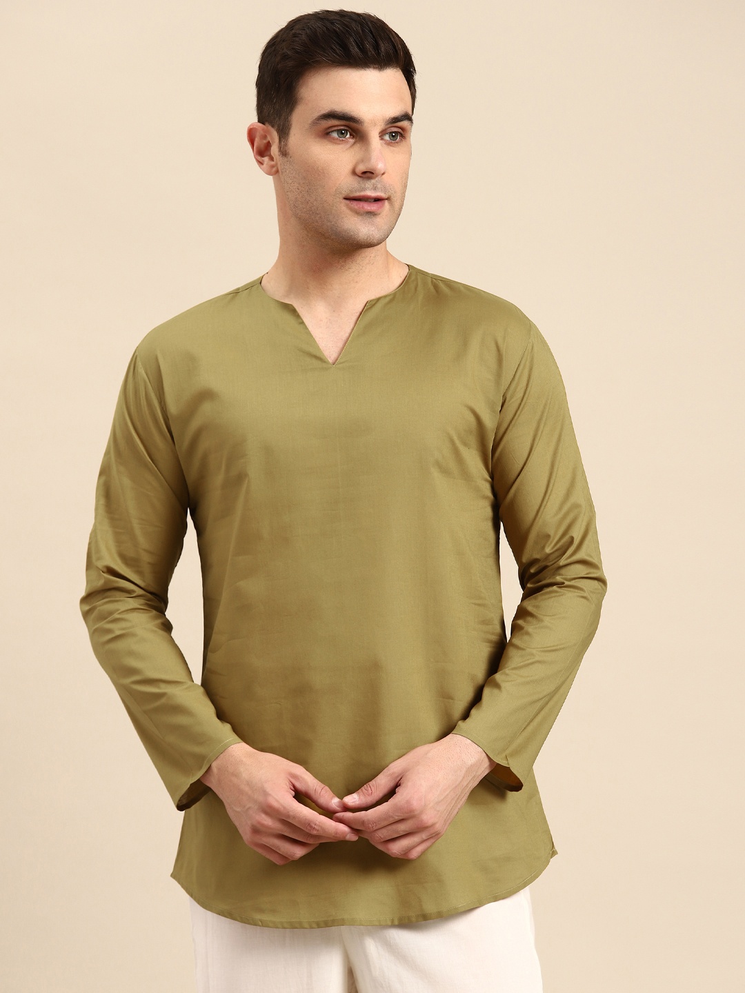 

RAJUBHAI HARGOVINDAS Men Pure Cotton Kurta, Green