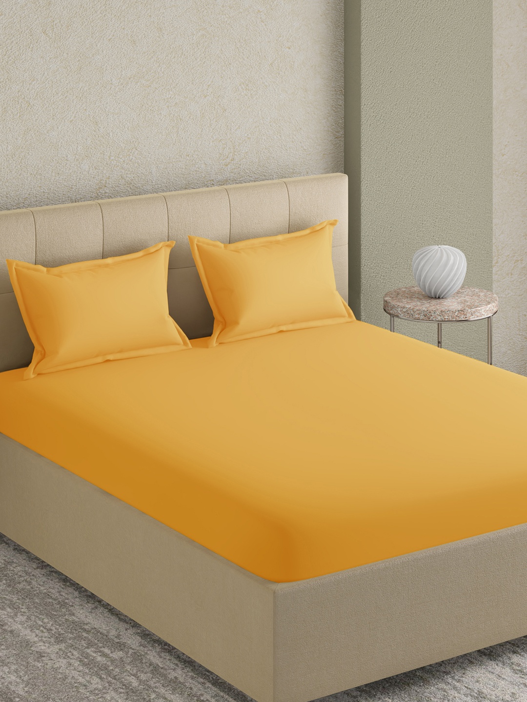 

GM Yellow Solid 300 TC Cotton King Bedsheet with 2 Pillow Covers